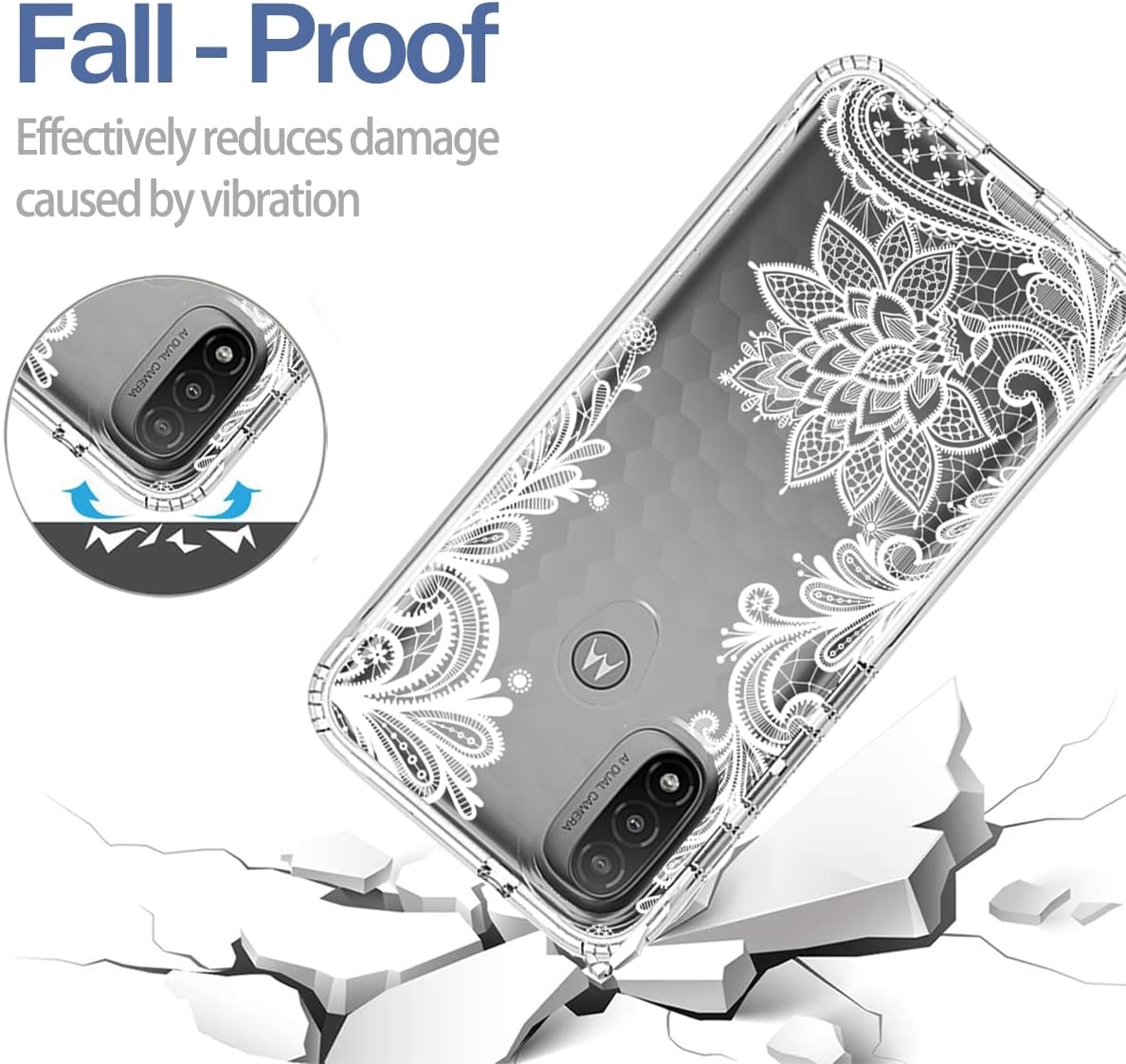 Tothedu XT2155 – Funda para Moto E20, Moto E30, Moto E40, XT2155 con protector de pantalla de vidrio templado, bonito patrón de mandala