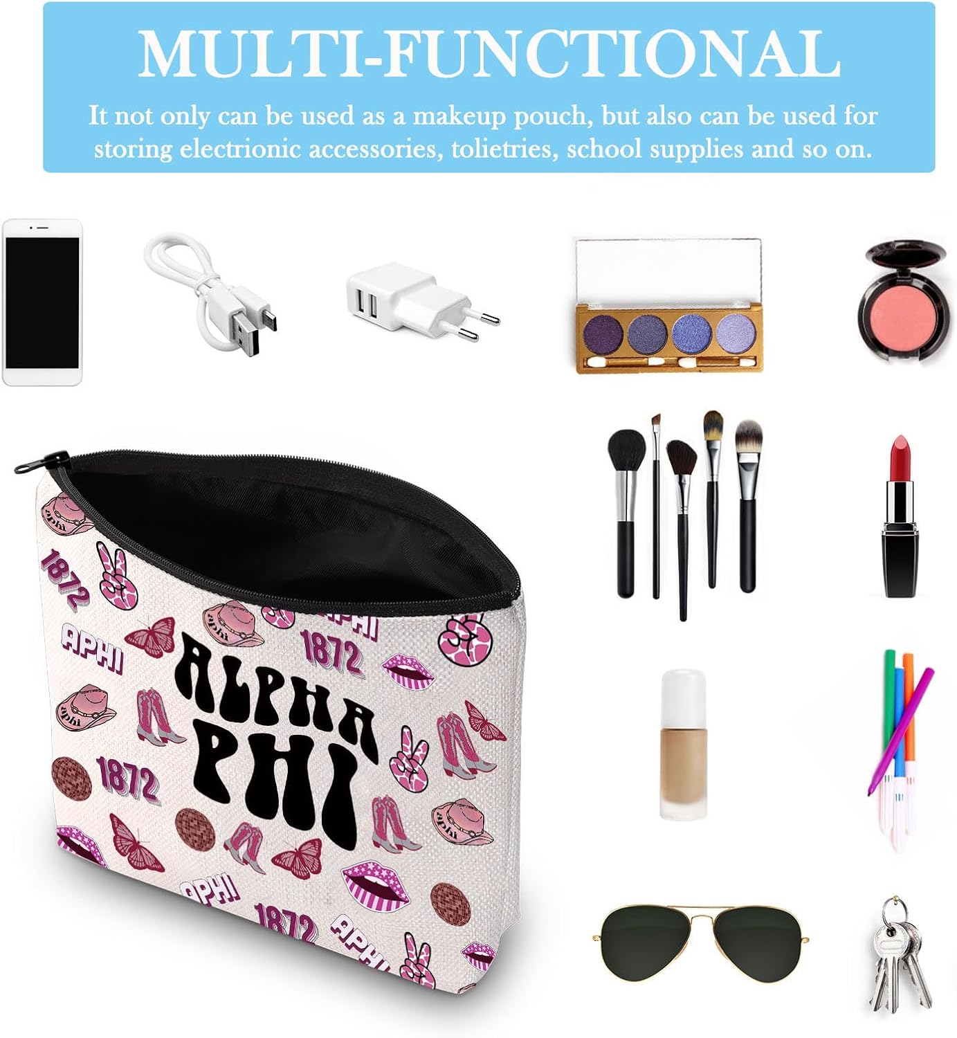 Regalo para hermana griega de hermandad de mujeres, regalo para el día de la oferta, bolsa de cosméticos para hermanas, regalo para hermanas, Bolsa