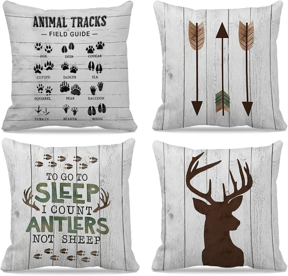 Juego de 4 fundas de almohada decorativas de cabaña de 18 x 18 pulgadas, almohadas de cabaña, decoración de cabaña de troncos, fundas de almohada