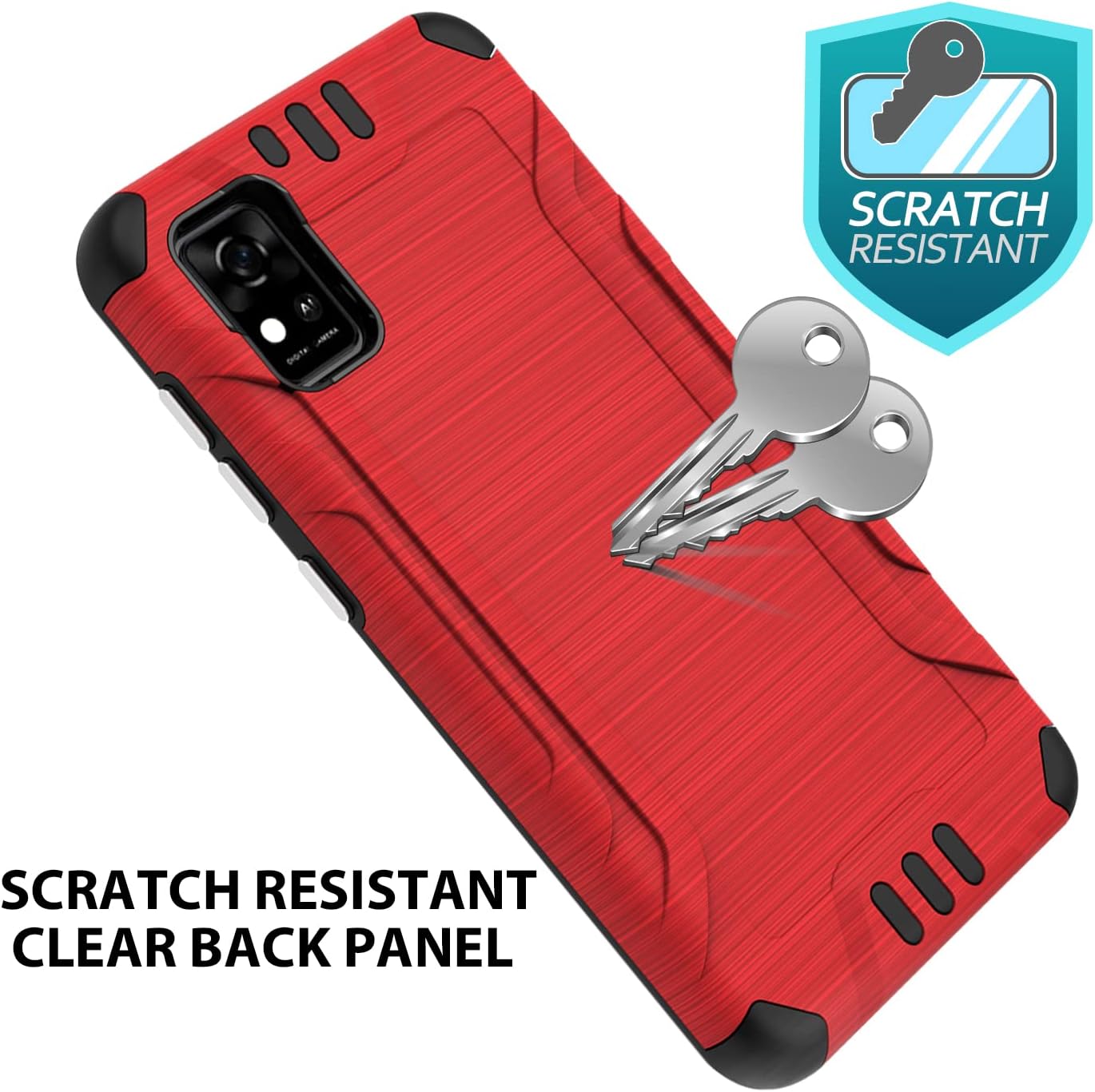TJS Funda para Visible ZTE Blade A3 Prime Z5158, soporte magnético híbrido de doble capa a prueba de golpes con acabado metálico con acabado de