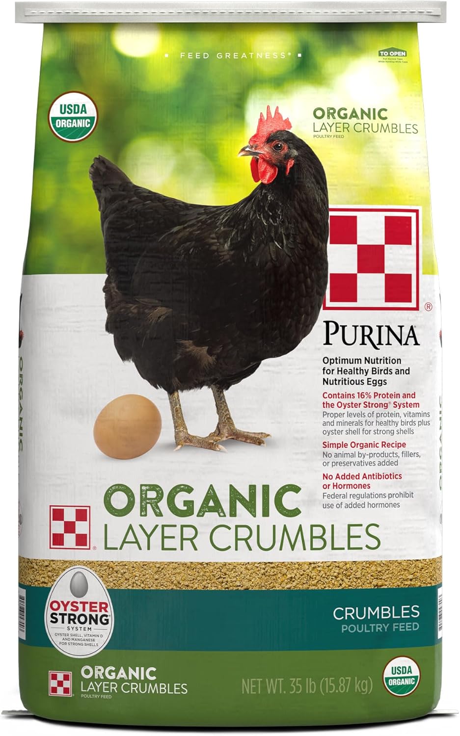 Purina Alimento para gallinas en capas orgánicas sin OMG nutricionalmente completo – Alimento para pollo  Bolsa de 35 libras (35 libras)