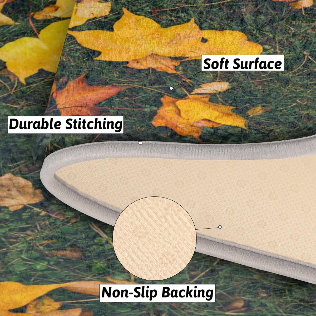 Alfombra de baño de espuma viscoelástica de otoño de hoja de arce, suave, acogedora, absorbente de agua, antideslizante, tapete de baño de