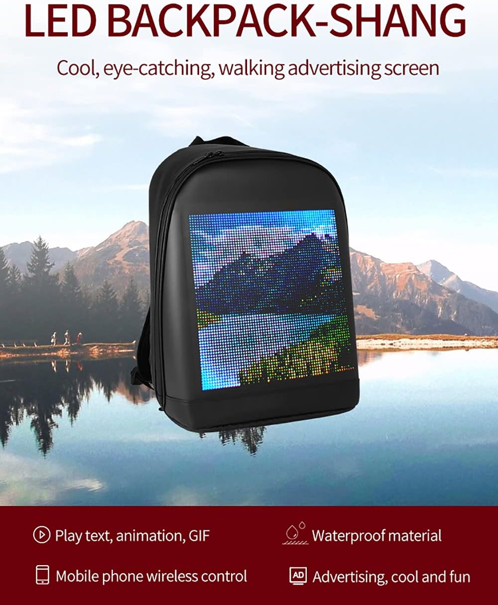 Mochila escolar LED inteligente para niños, mochila para computadora portátil, regalo de Navidad para niños, Negro -, Computadora portátil