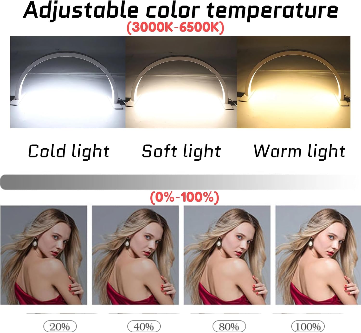 Luz de media luna, luz de pestañas para escritorio de uñas, lámpara LED de luna con tecnología de pestañas, luces de maquillaje para artistas de