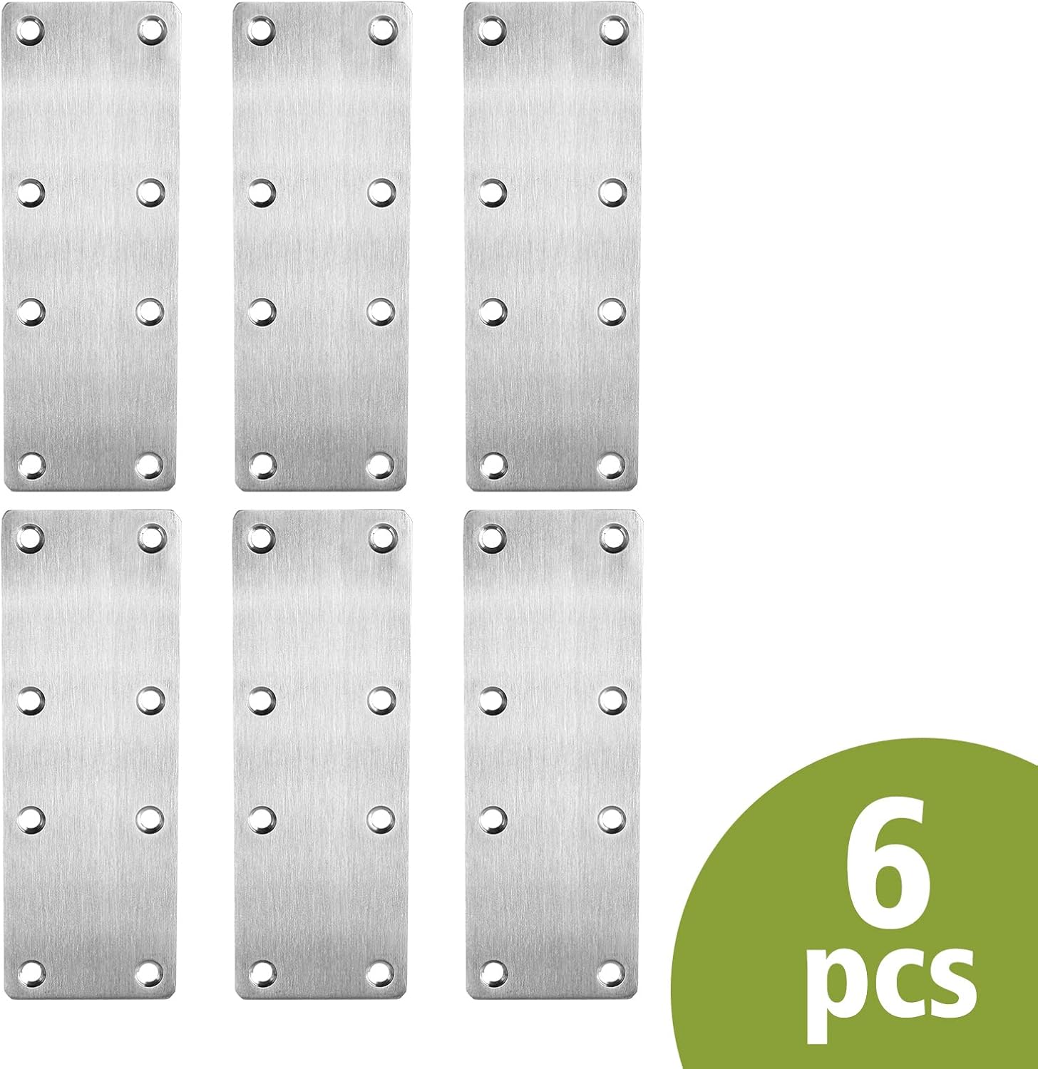 Soporte recto plano de 5.5 x 2 pulgadas, placa de reparación plana plateada de acero inoxidable para muebles de madera (5.512 x 1.969 x 0.079 in, 6