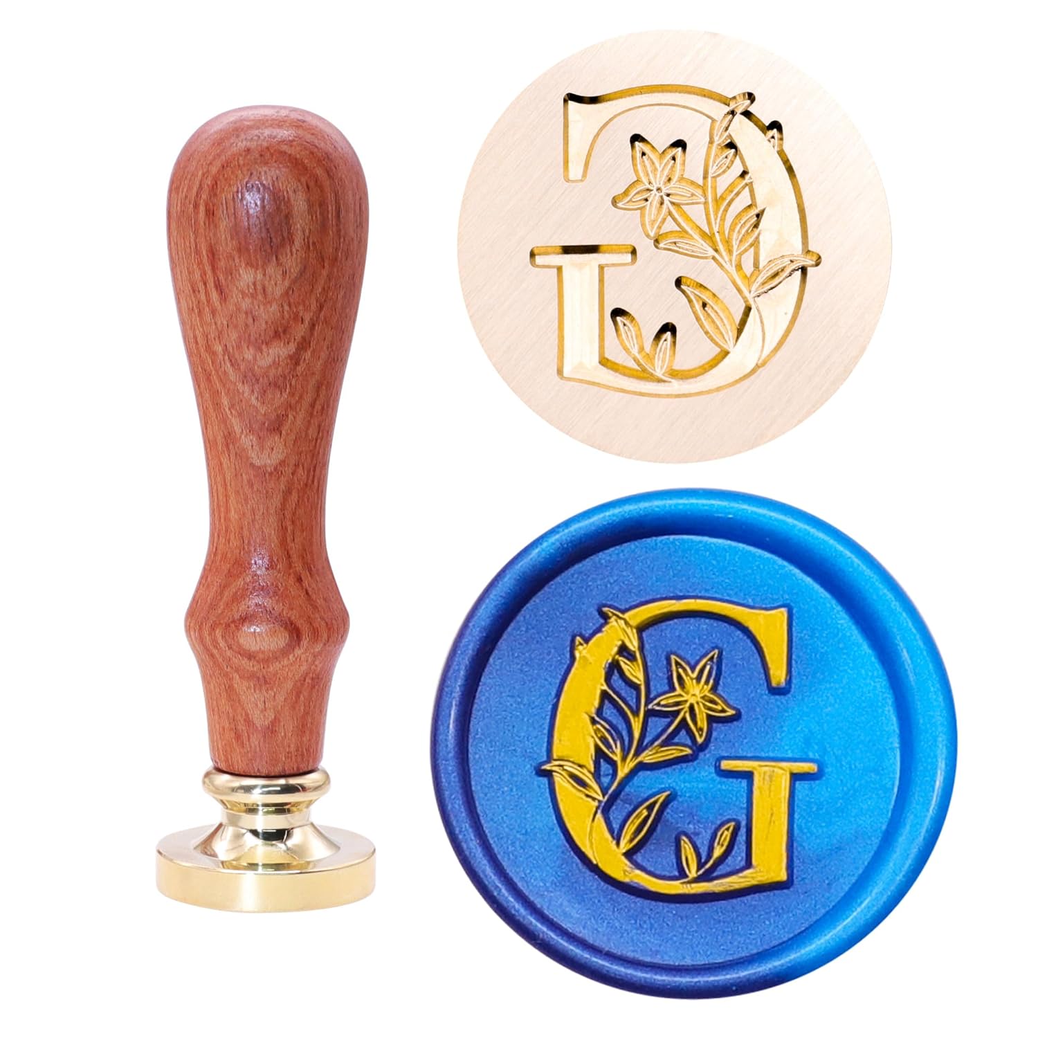 SWANGSA Kit de sello de cera del alfabeto G, elegante sello de sellado de letras florales botánicas con 200 cuentas de cera de sellado (G)