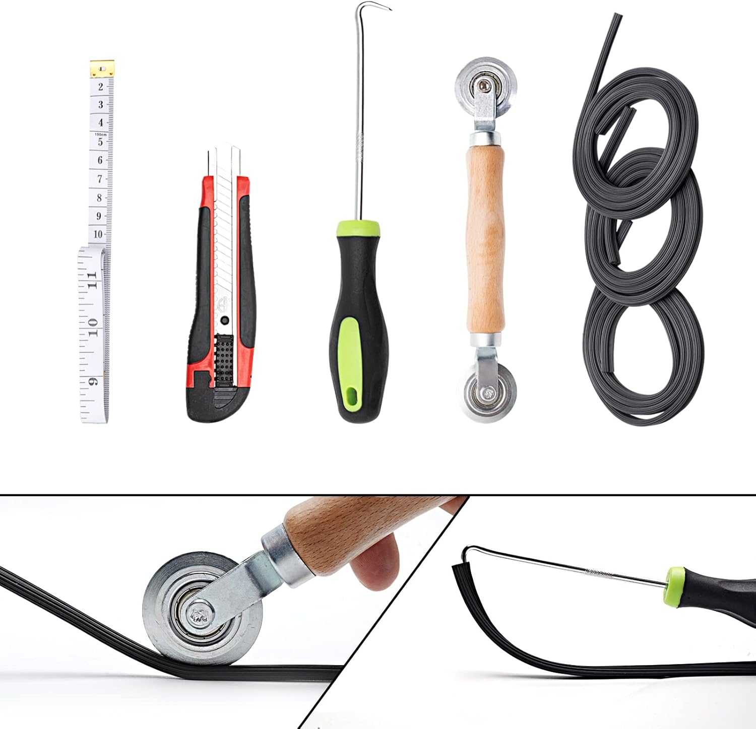 Kit de reparación de puertas y ventanas, kit de reparación de pantalla de fibra de vidrio ajustable con herramientas, malla de fibra de vidrio para