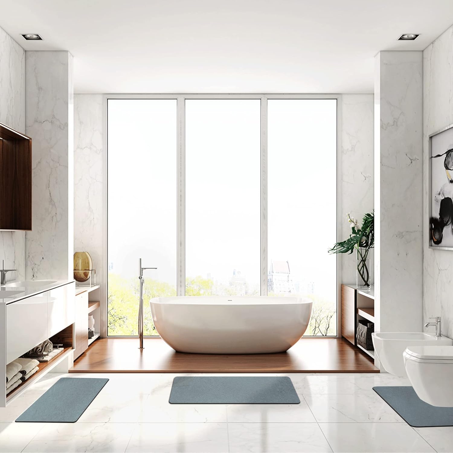 Tapetes de baño finos, tapete de baño de microfibra, alfombras de contorno antideslizantes, bañera a máquina, tapete de baño de piedra de baño de