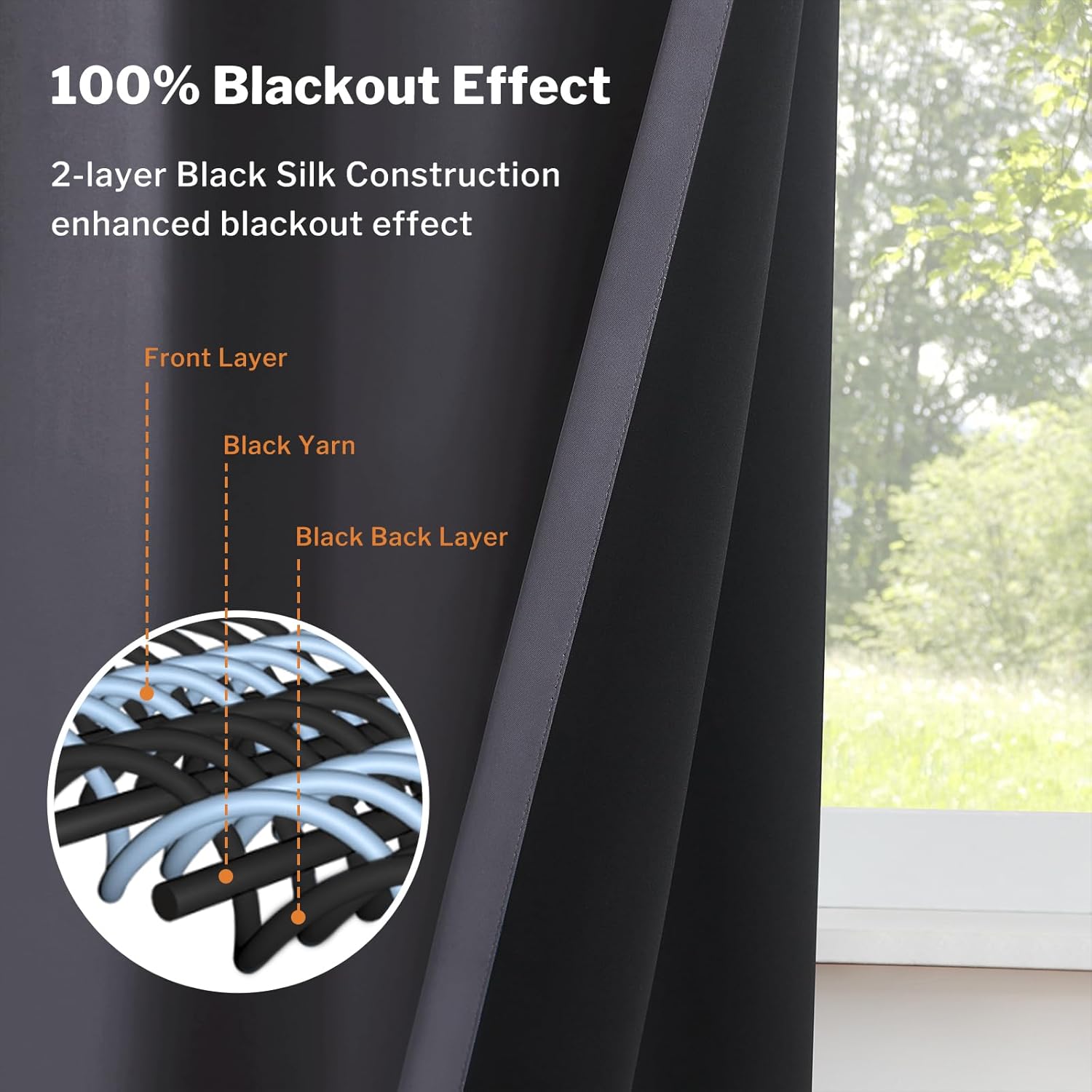 Anpark Cortinas 100% opacas con bloqueo de luz completa, cortinas con aislamiento térmico y alzapaños, paneles de cortina de privacidad total para