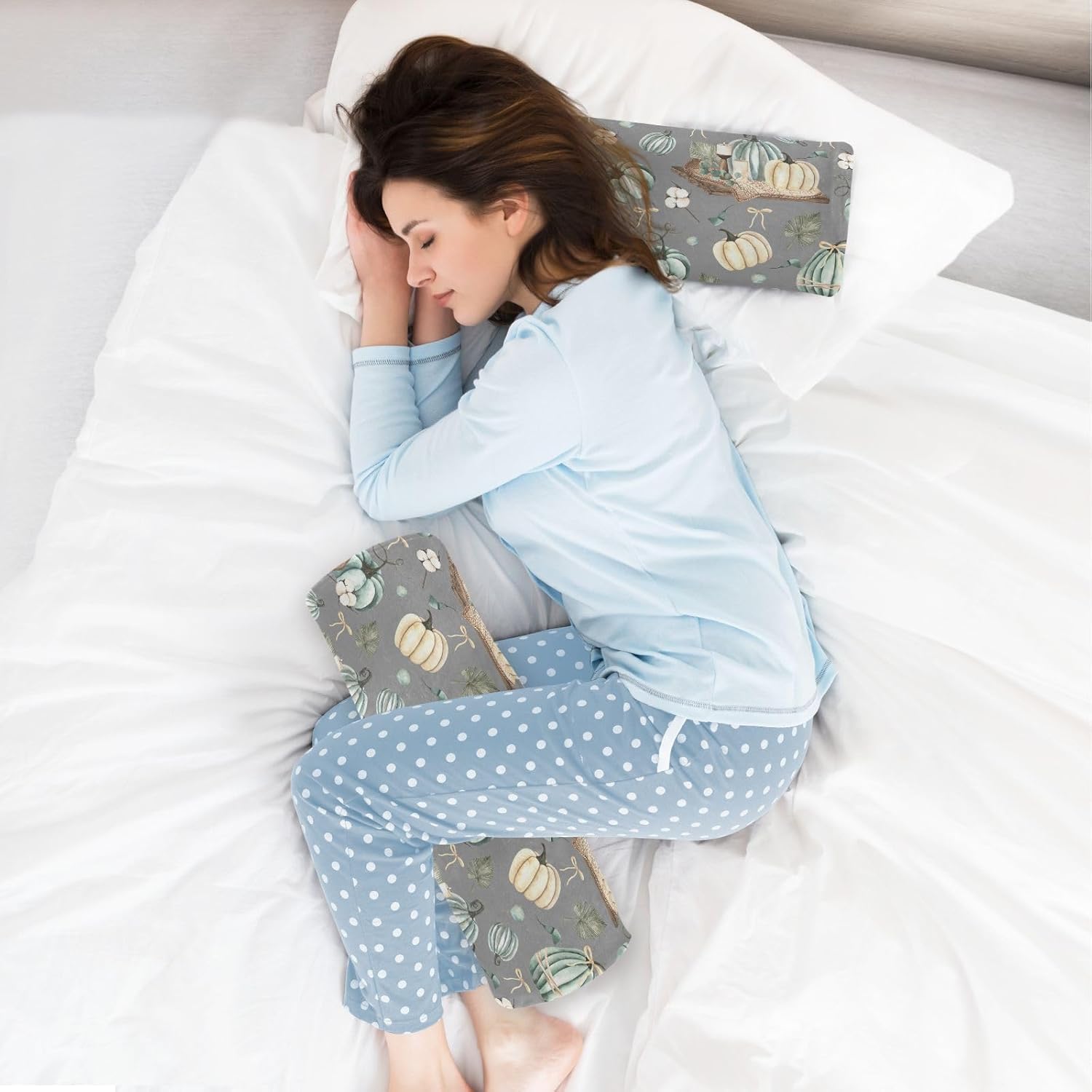 Almohada cilíndrica para el cuello, almohada redonda de espuma viscoelástica para dormir, almohada de almohada gris con funda extraíble lavable para