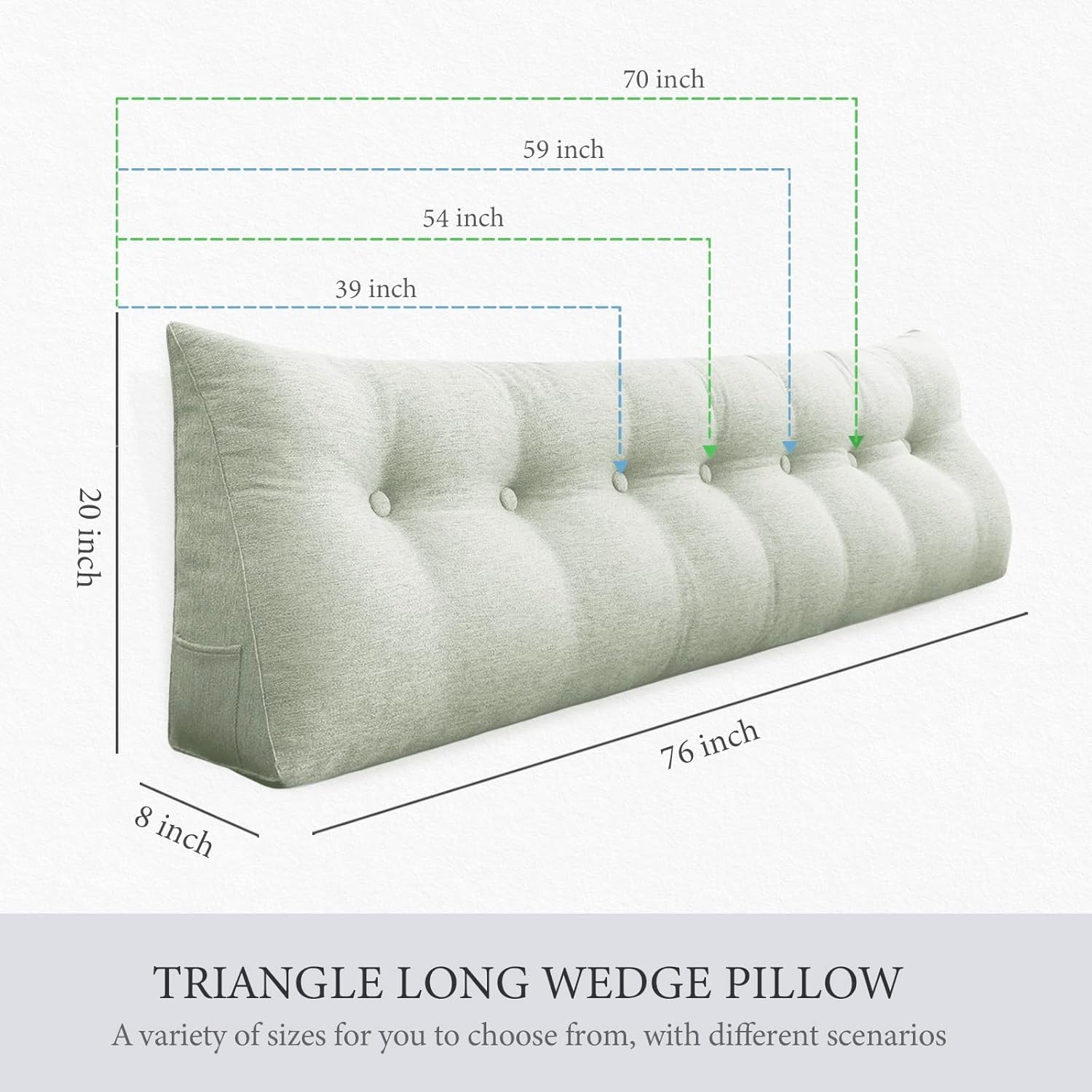 Almohada de cabecero de cuña tamaño King, almohada grande para cama, almohada de lectura triangular, almohada de apoyo para la espalda para sentarse