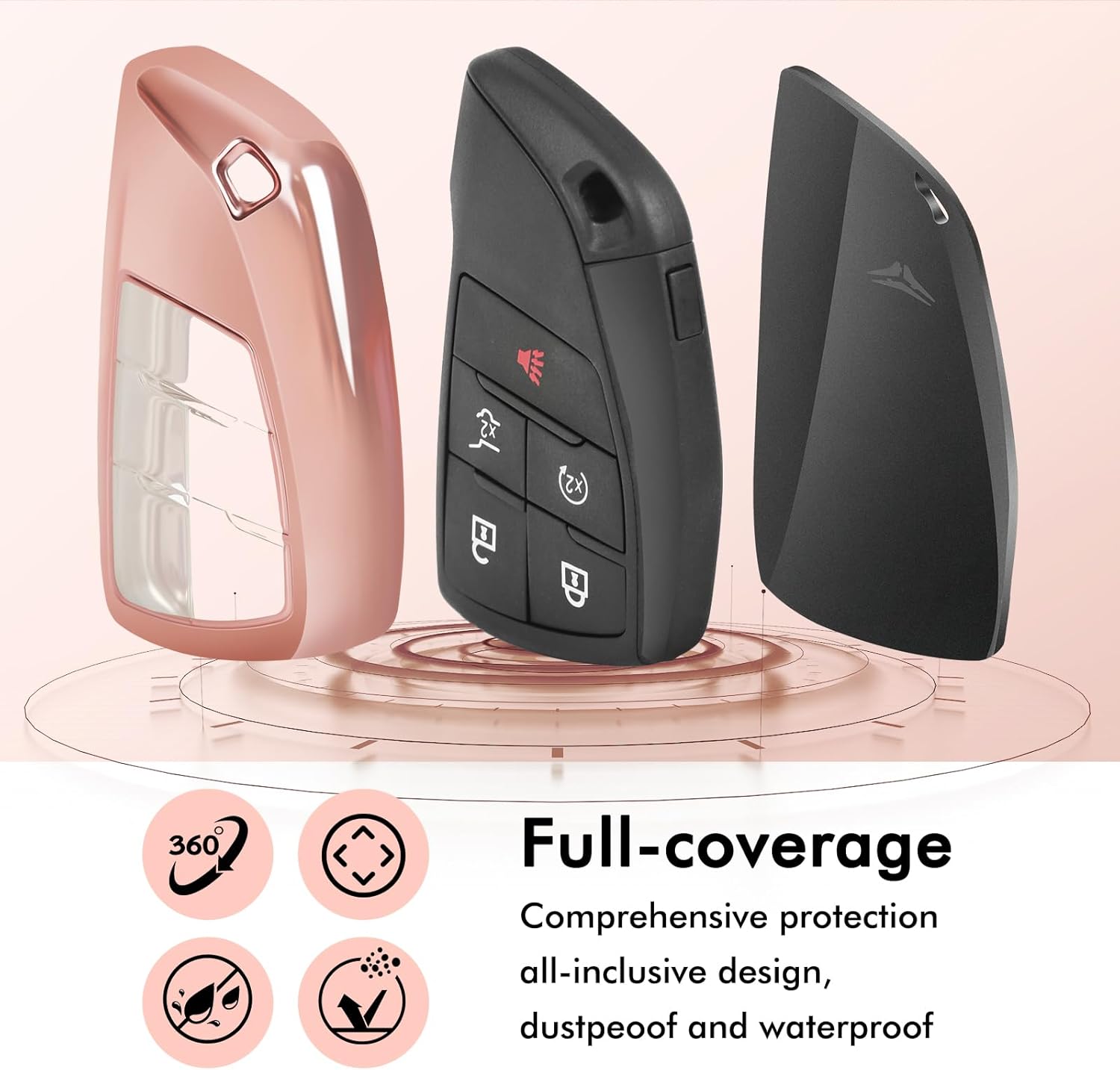 Compatible con Chevy Silverado 1500 GMC Sierra 1500 2022 2023 Funda para llavero de cuero, funda de protección de TPU suave