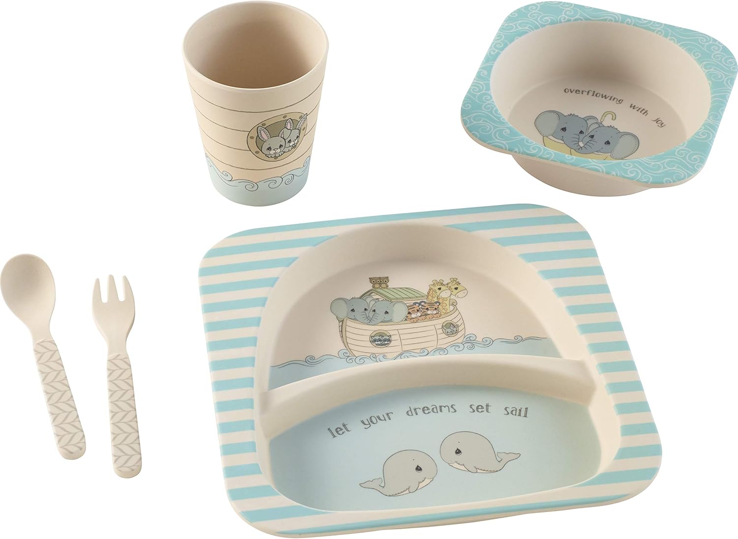 Precious Moments 202415 Let Your Dreams Sail Noah’s Ark – Juego de comida infantil de bambú, talla única, multicolor