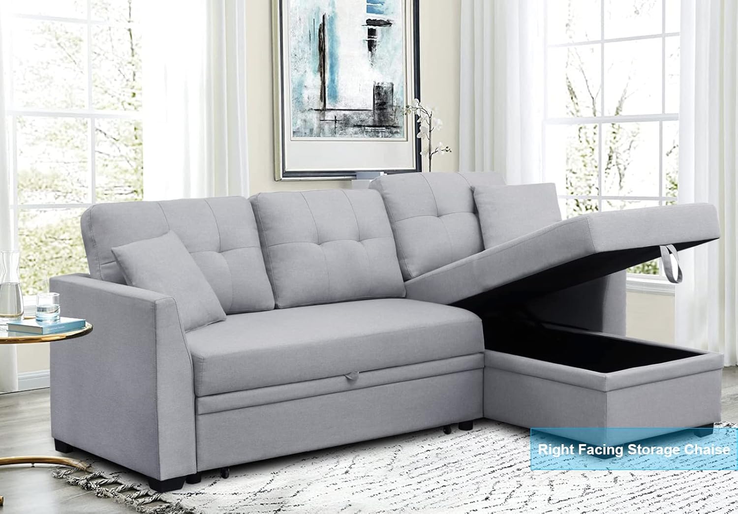 Sofá cama 2 en 1, sofá cama modular pequeño con sofá extraíble y diván convertible de almacenamiento para sala de estar, apartamento, habitación de