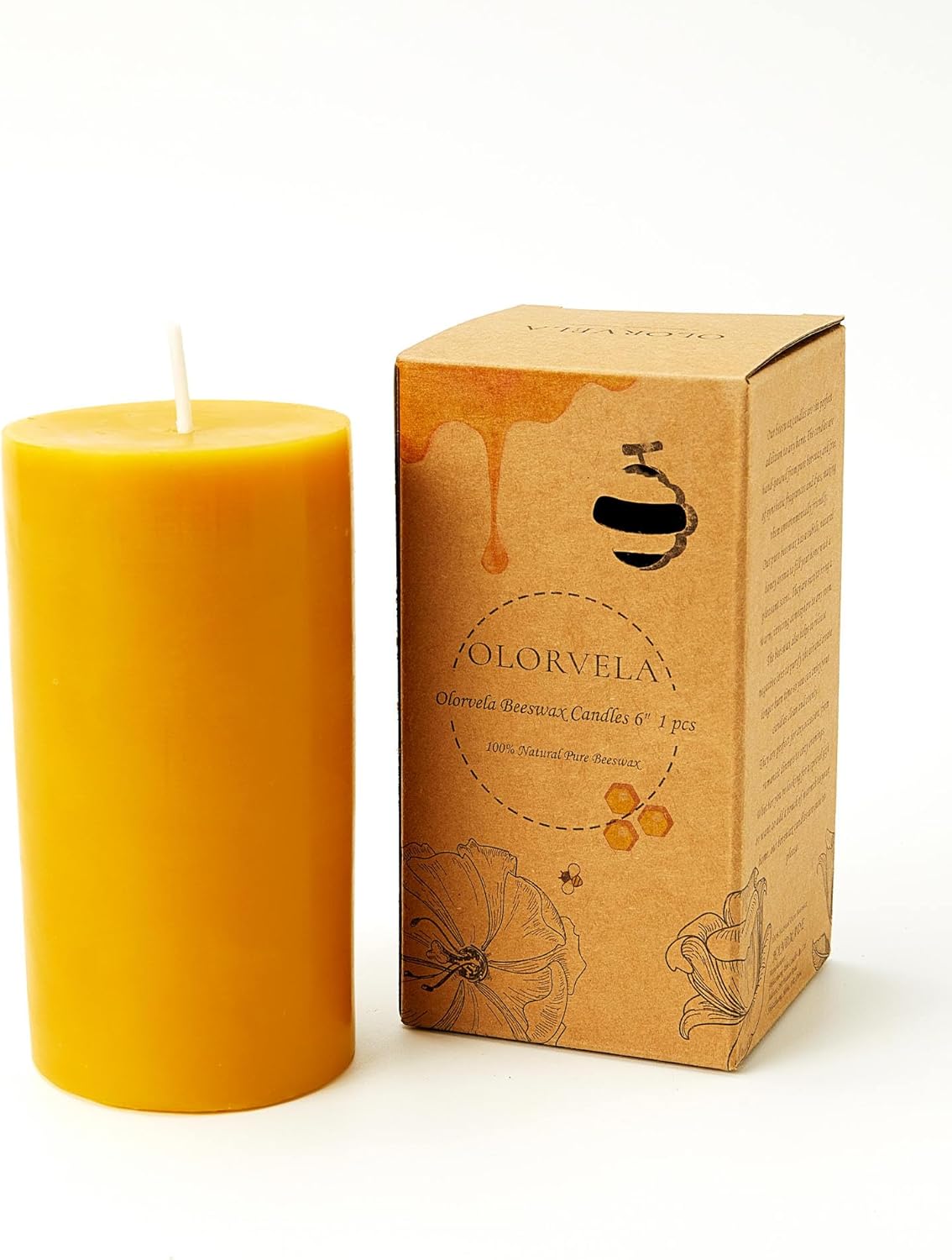 olorvela Velas grandes de cera de abejas  Velas de cera de abejas para el hogar, velas de pilar de 3 x 6 pulgadas, velas de cera 100% pura