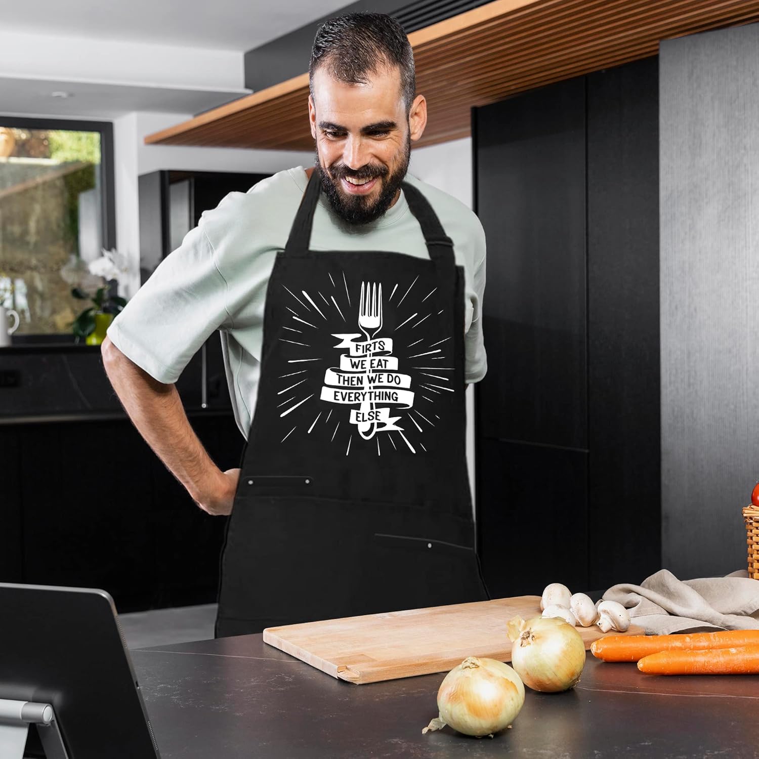 Delantales divertidos para hombres con 4 bolsillos espaciosos – Regalos perfectos para hombres – Delantales de cocina a la parrilla, barbacoa chef