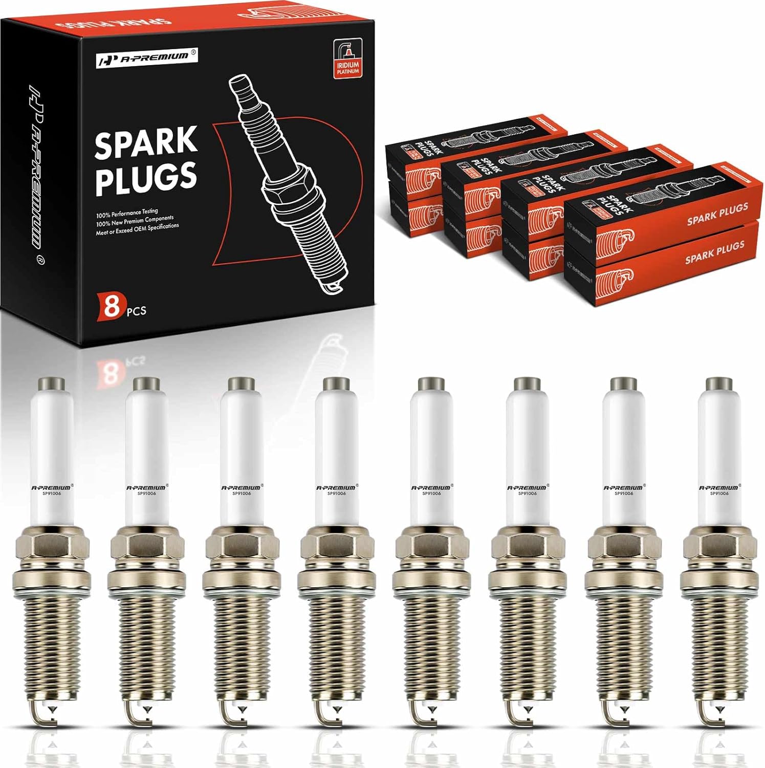 A-Premium Iridium Platinum Bujías compatibles con Audi A8 Quattro 2013-2018, RS7 2014-2018, S6 2013-2018, S7 2013-2018, S8 2013-2018, 4.0L, paquete