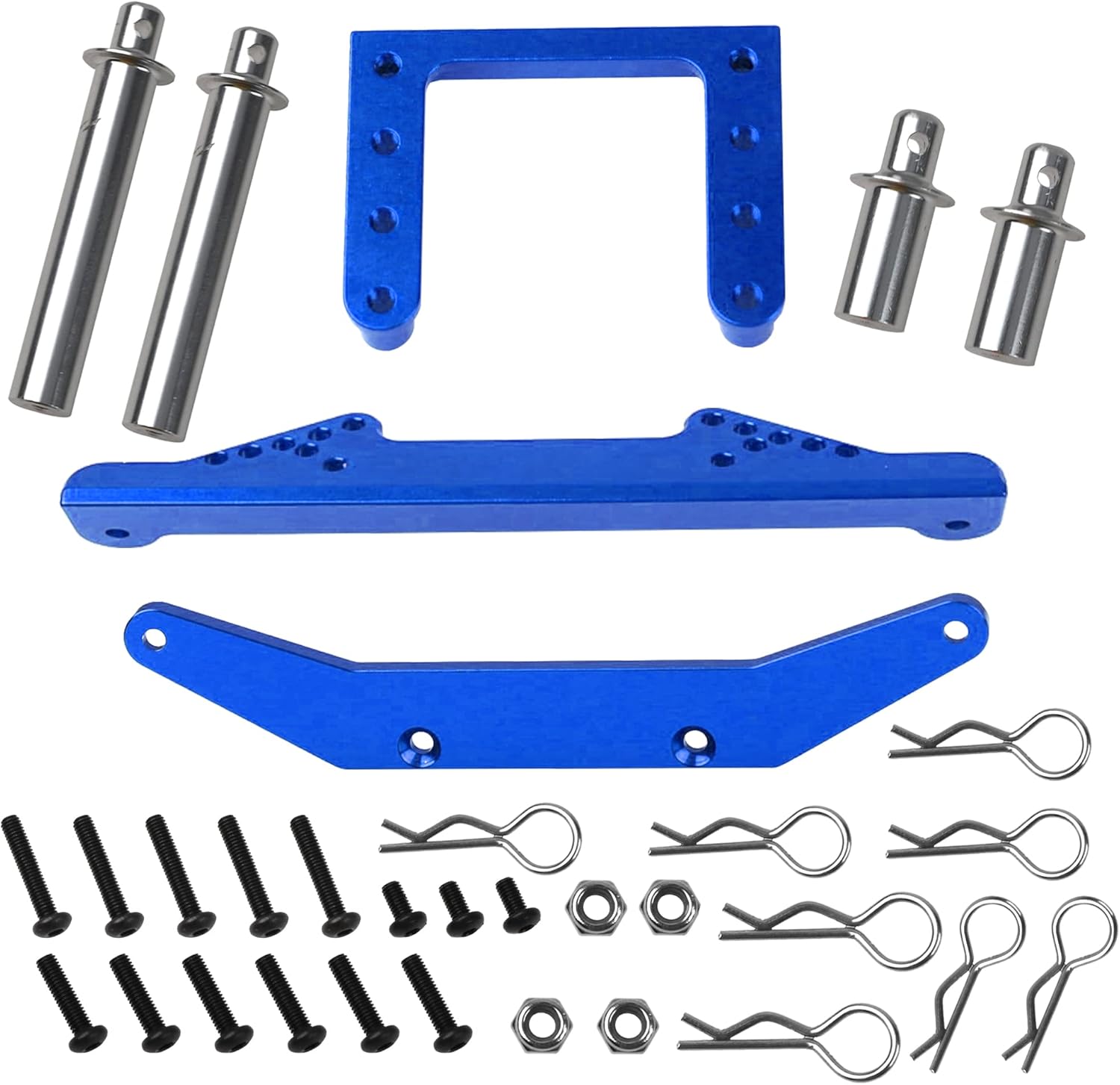 Soportes de cuerpo delanteros y traseros de metal, postes de cuerpo, piezas de actualización compatibles con Traxxas Slash 2WD Rustler Stampede VXL