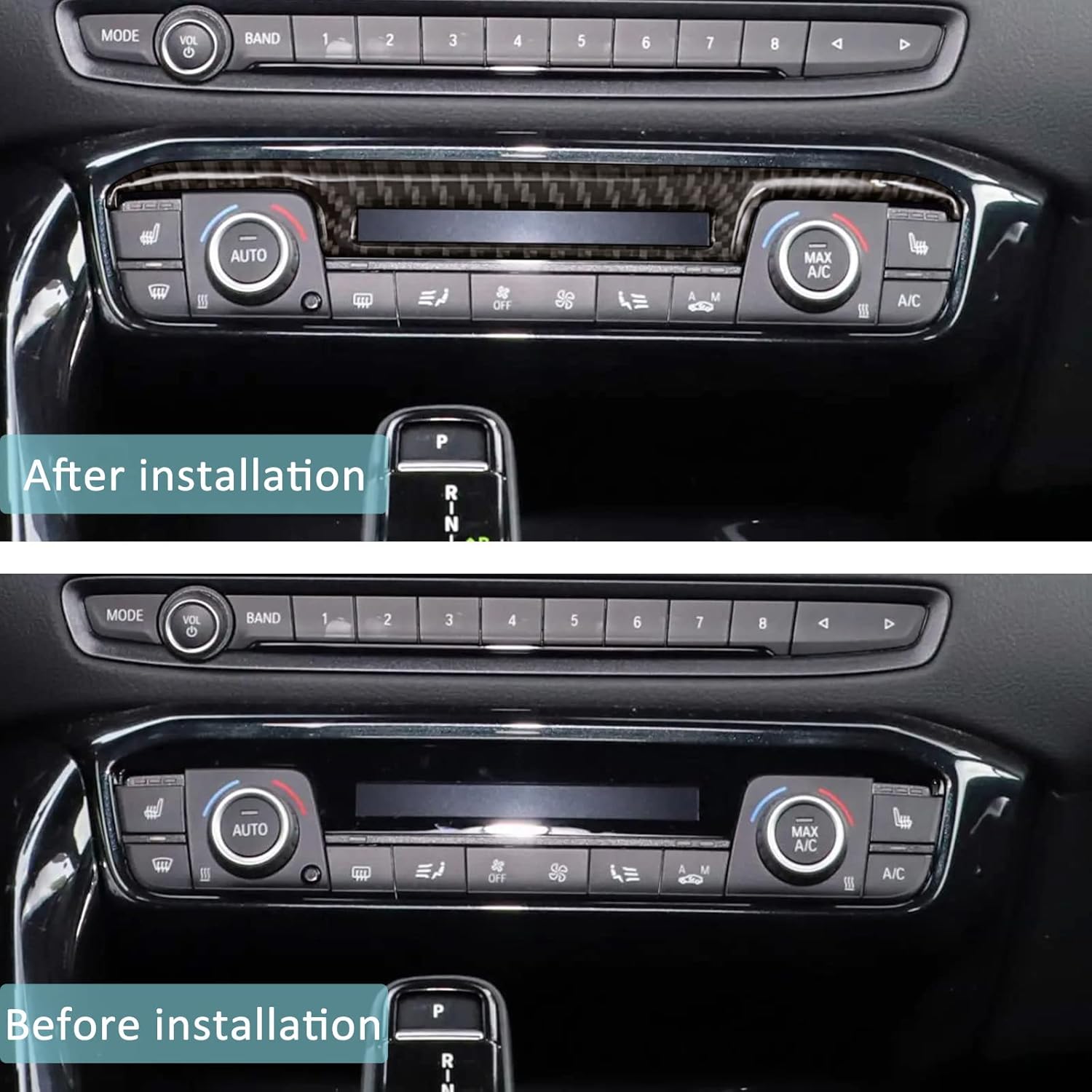 Compatible con panel de interruptor de aire acondicionado, marco de protección de fibra de carbono, accesorios interiores decoración para Toyota