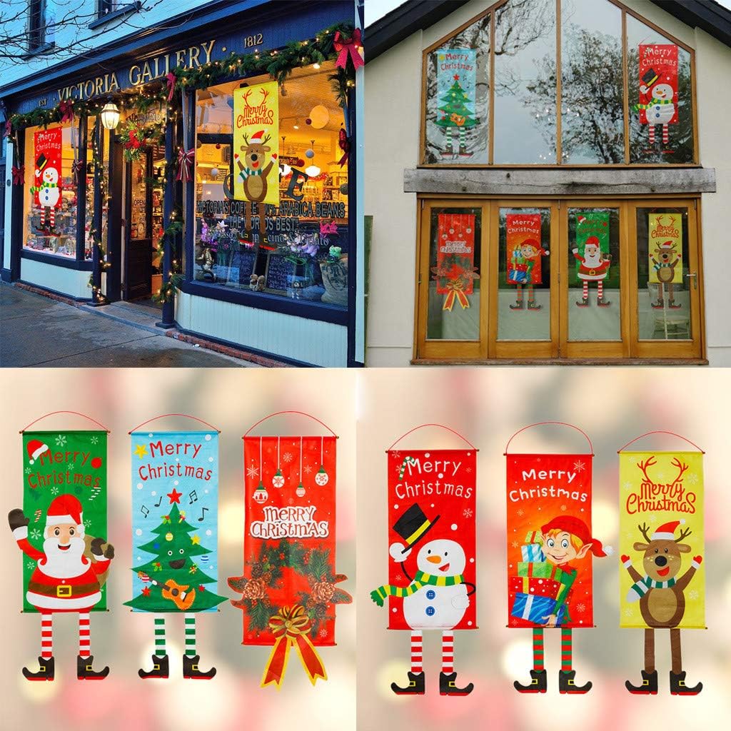 Decoraciones de Navidad, adorno de Feliz Navidad, bandera de Papá Noel, bandera, puerta, ventana, decoración colgante, regalos de Papá Noel, adornos