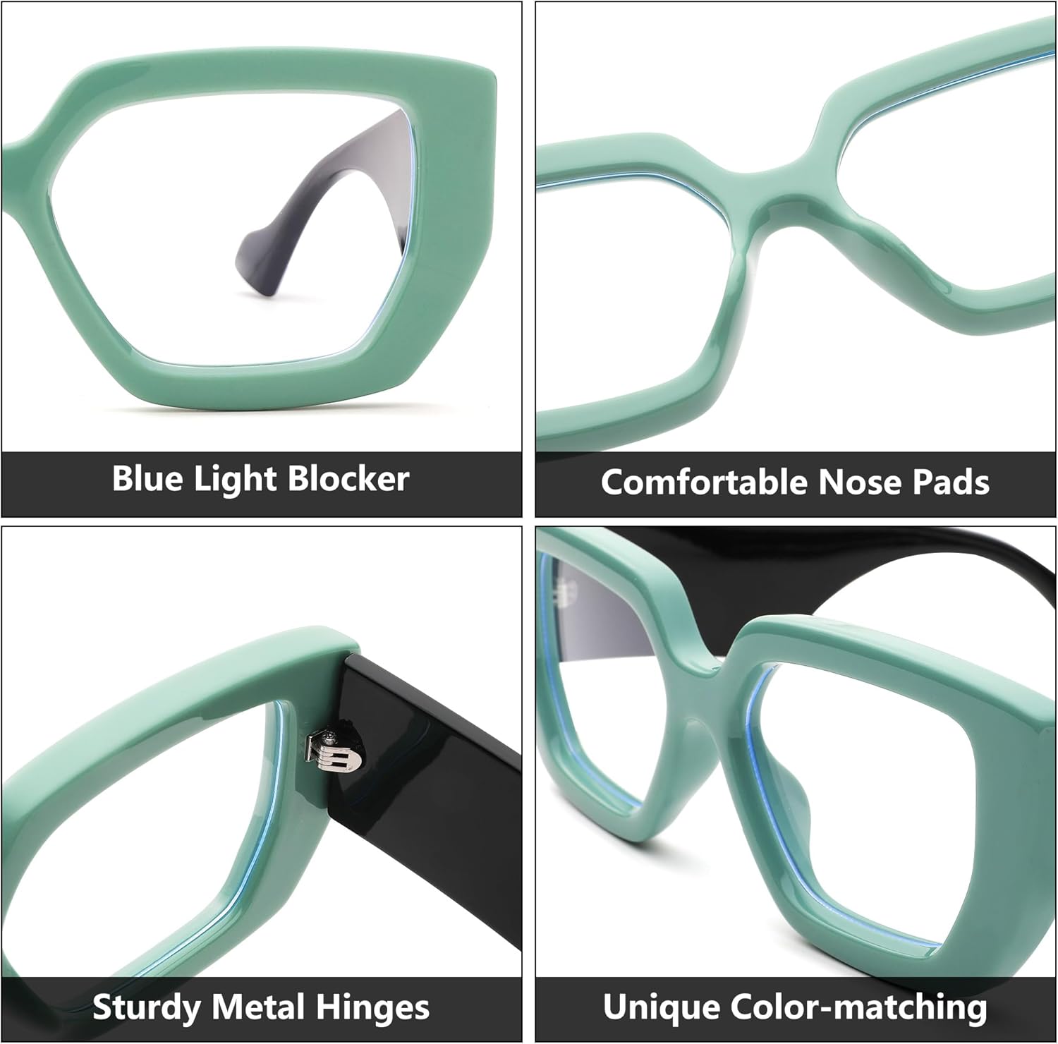 Thick Frame Blue Light Glasses for Women Men,Square Computer Gaming Eyeglasses Anti Eyestrain
