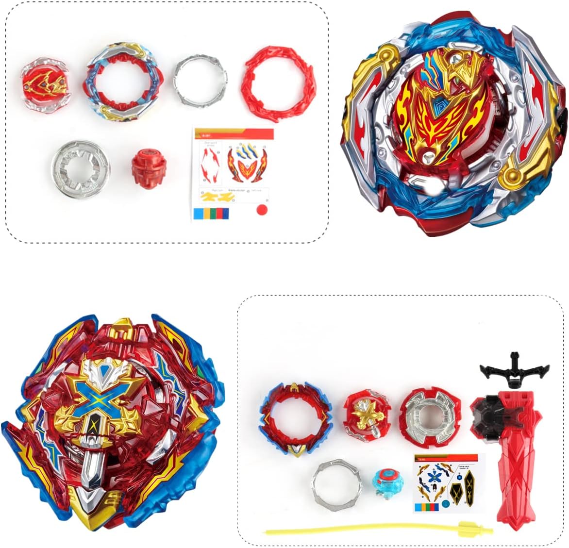 B-201 Zest Achilles Xiphoid Excalibur – Lanzador bidireccional de 1 pieza, juego de camisetas de batalla con lanzadores, giroscopios de cuadrícula