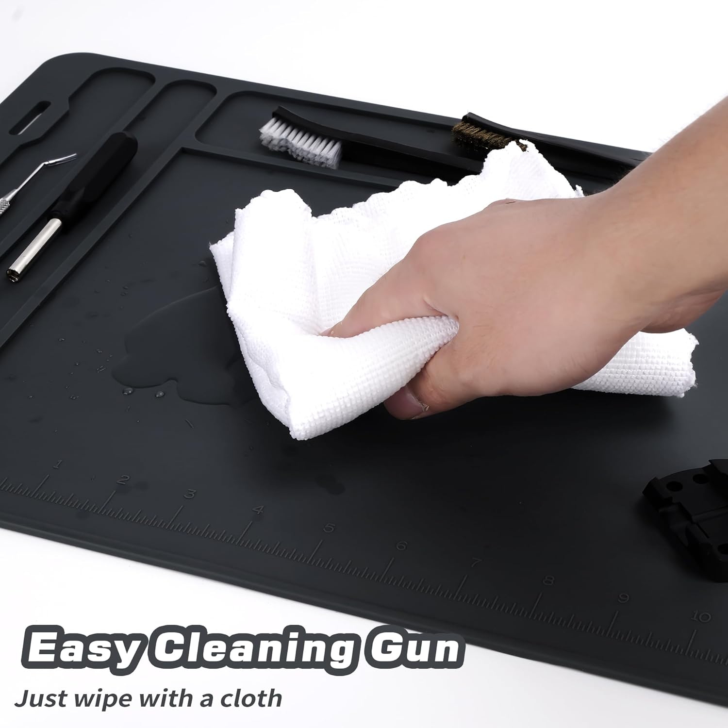 Tapete de limpieza de armas, tapete de goma antideslizante para banco de trabajo, bandeja de trabajo de limpieza táctica grande, tapete de