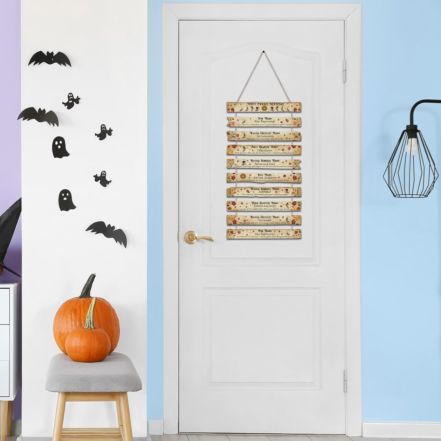 Tatuo Letrero de conocimiento de brujería, flores y hierbas, decoración de pared, decoración de bruja de Halloween, letrero de bruja de cocina,