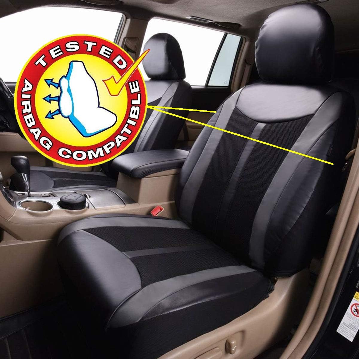 Flying Banner – Fundas de asiento universales para automóvil, PU y malla transpirable, compatible con bolsa de aire
