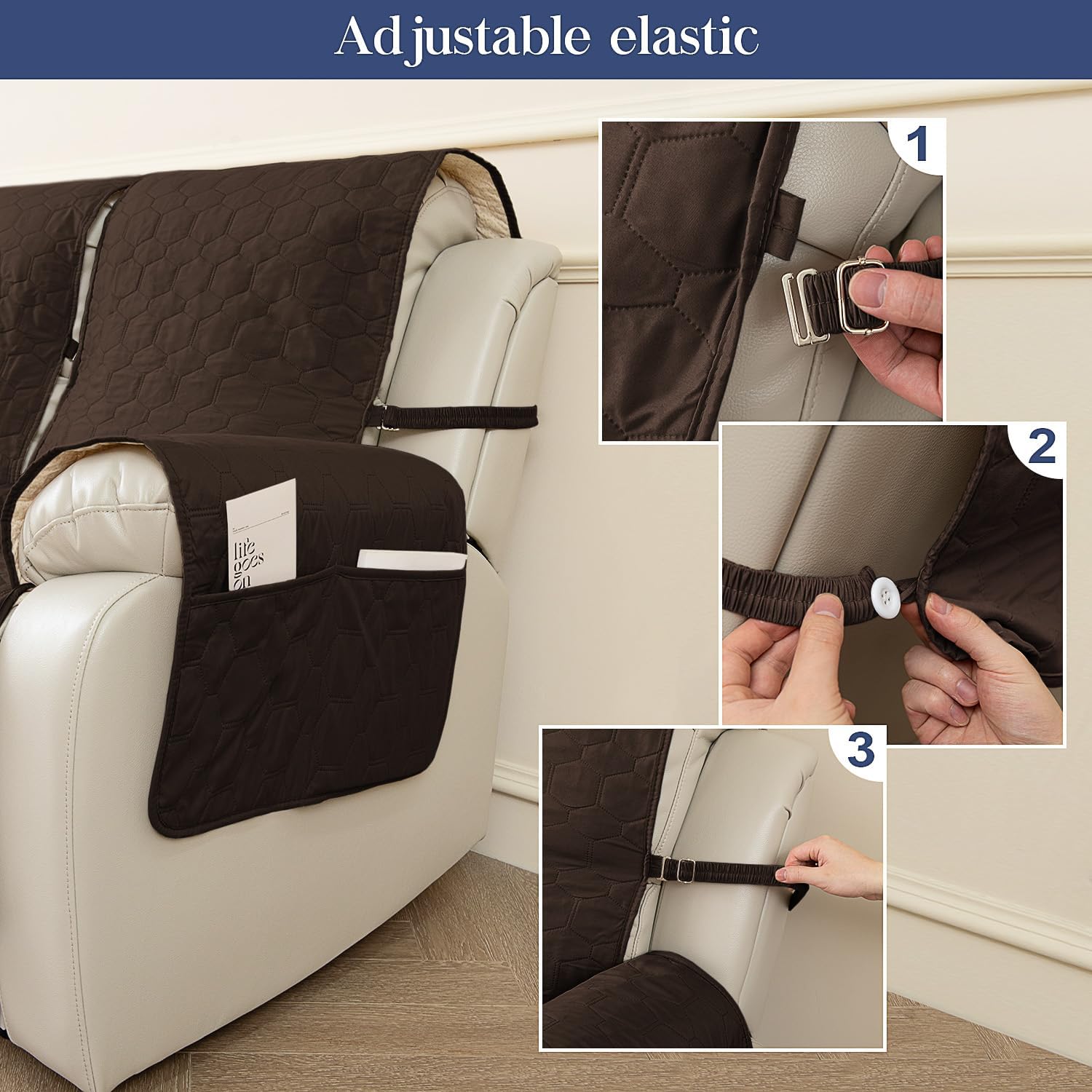 DEARTOWN Funda impermeable para sofá reclinable, funda antideslizante para silla reclinable, protector de muebles, funda de sofá lavable para perros
