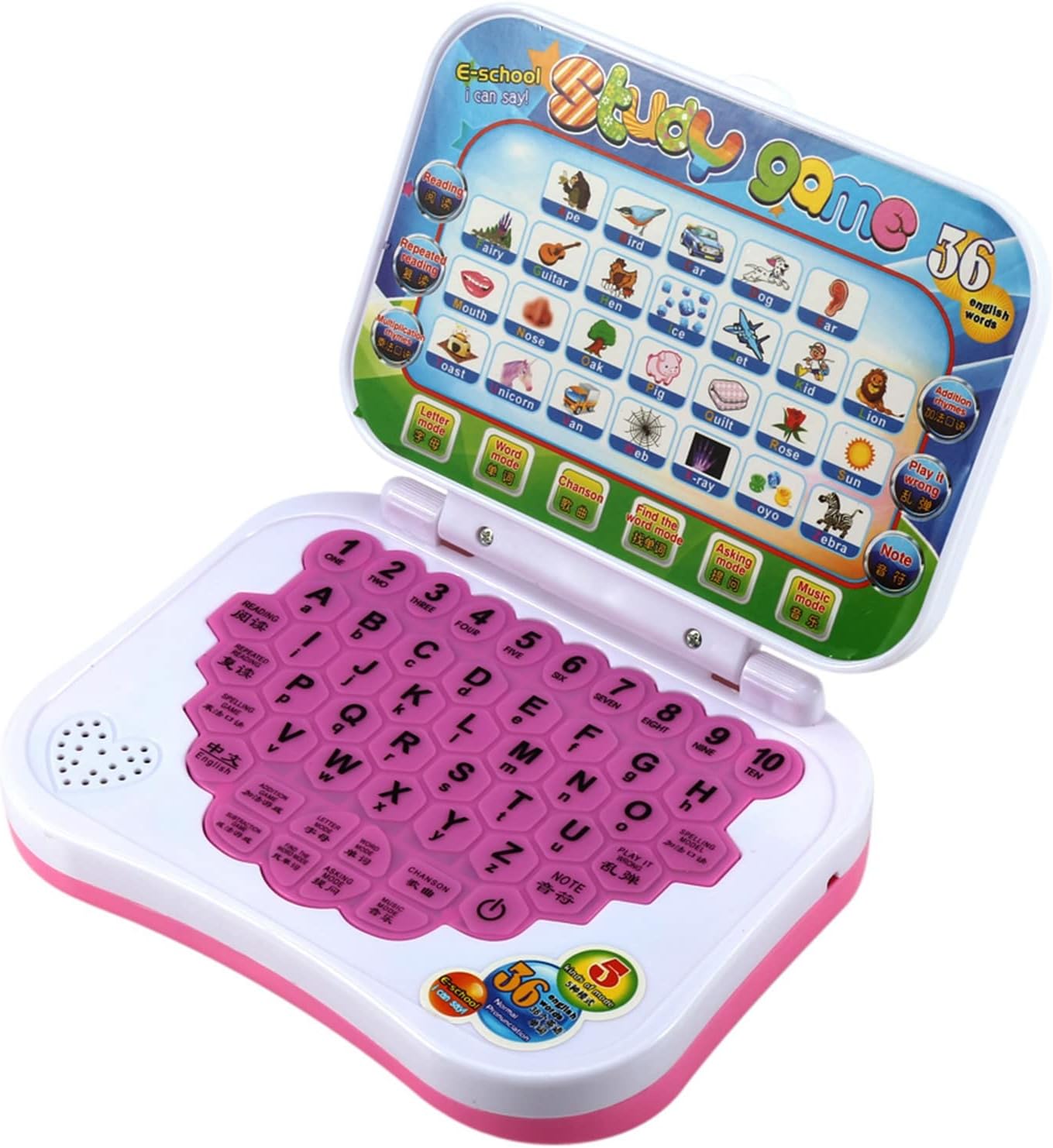 Alomejor Portátil para niños, bebé bilingüe educativo electrónico aprendizaje juguetes niños juego de computadora para regalos