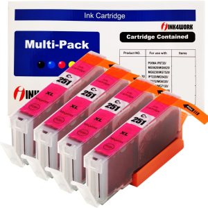 INK4WORK Paquete de 4 cartuchos de tinta de repuesto compatibles para Canon CLI-251XL CLI-251 XL Magenta para usar con PIXMA MX722 MX922 iP7220 INK4WORK Paquete de 4 cartuchos de tinta de repuesto compatibles para Canon CLI-251XL CLI-251 XL Magenta para usar con PIXMA MX722 MX922 iP7220