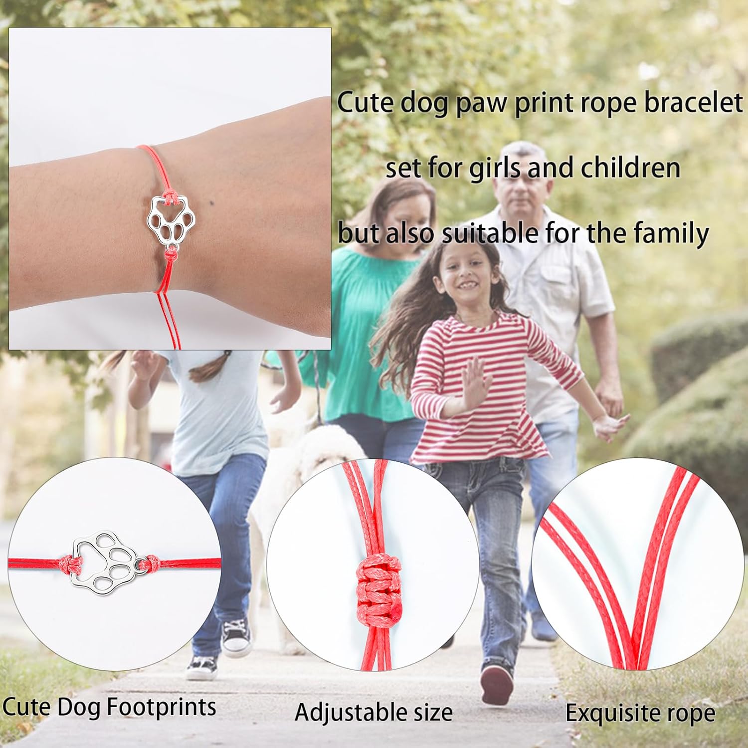 Puppy Dog Bracelets for Women Men Dog Memorial Gifts for Dog Lover Friendship Gifts for Her His Couples Adjustable String