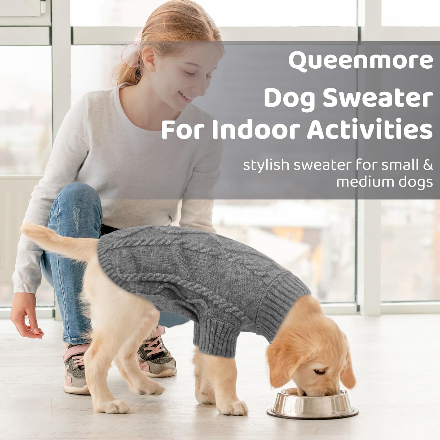 Queenmore Suéter pequeño para perro, ropa de punto trenzado para clima frío, ropa clásica de cuello alto grueso y cálida para chihuahua, bulldog,