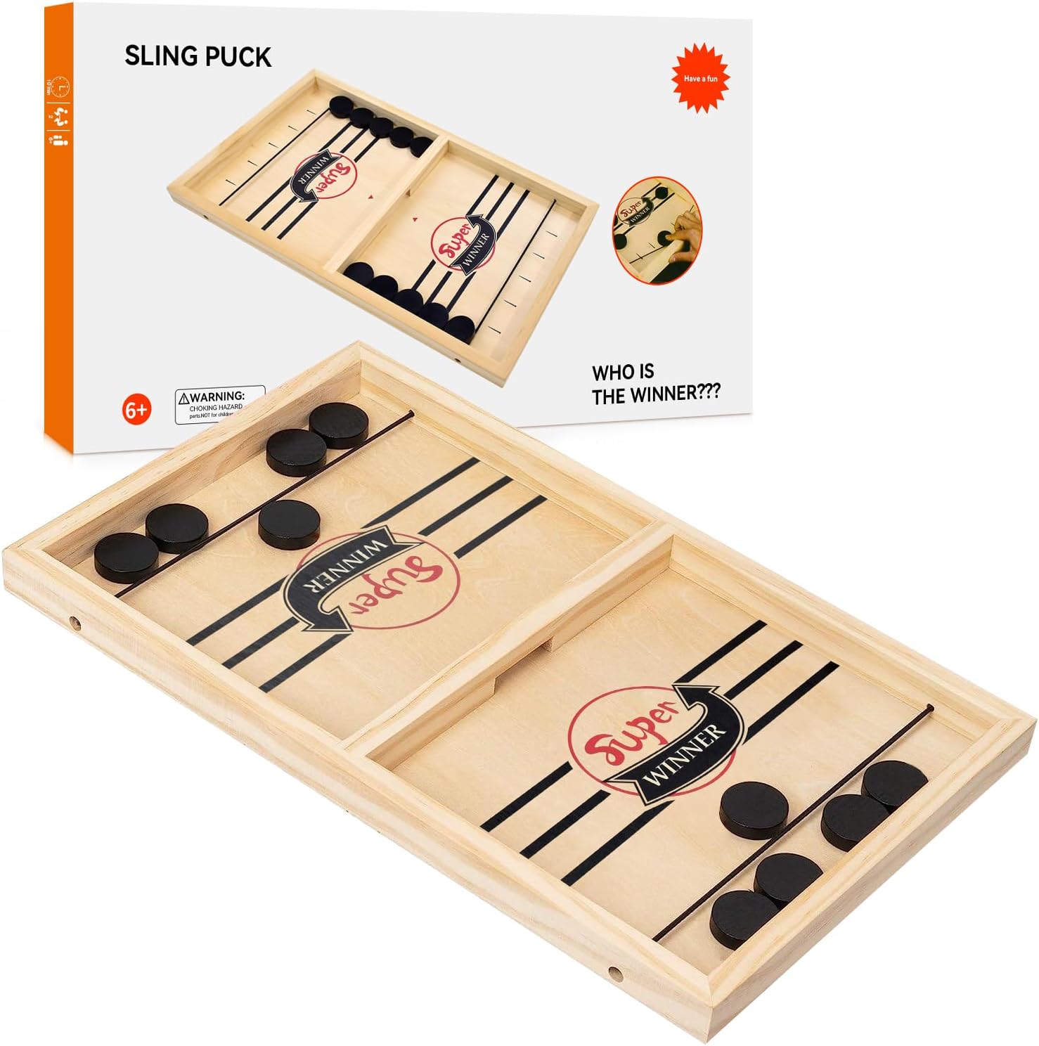 BAKAM Juego de disco de cabestrillo súper rápido, juego de hockey de mesa portátil para niños y adultos, juegos de tirachinas de mesa para niños y