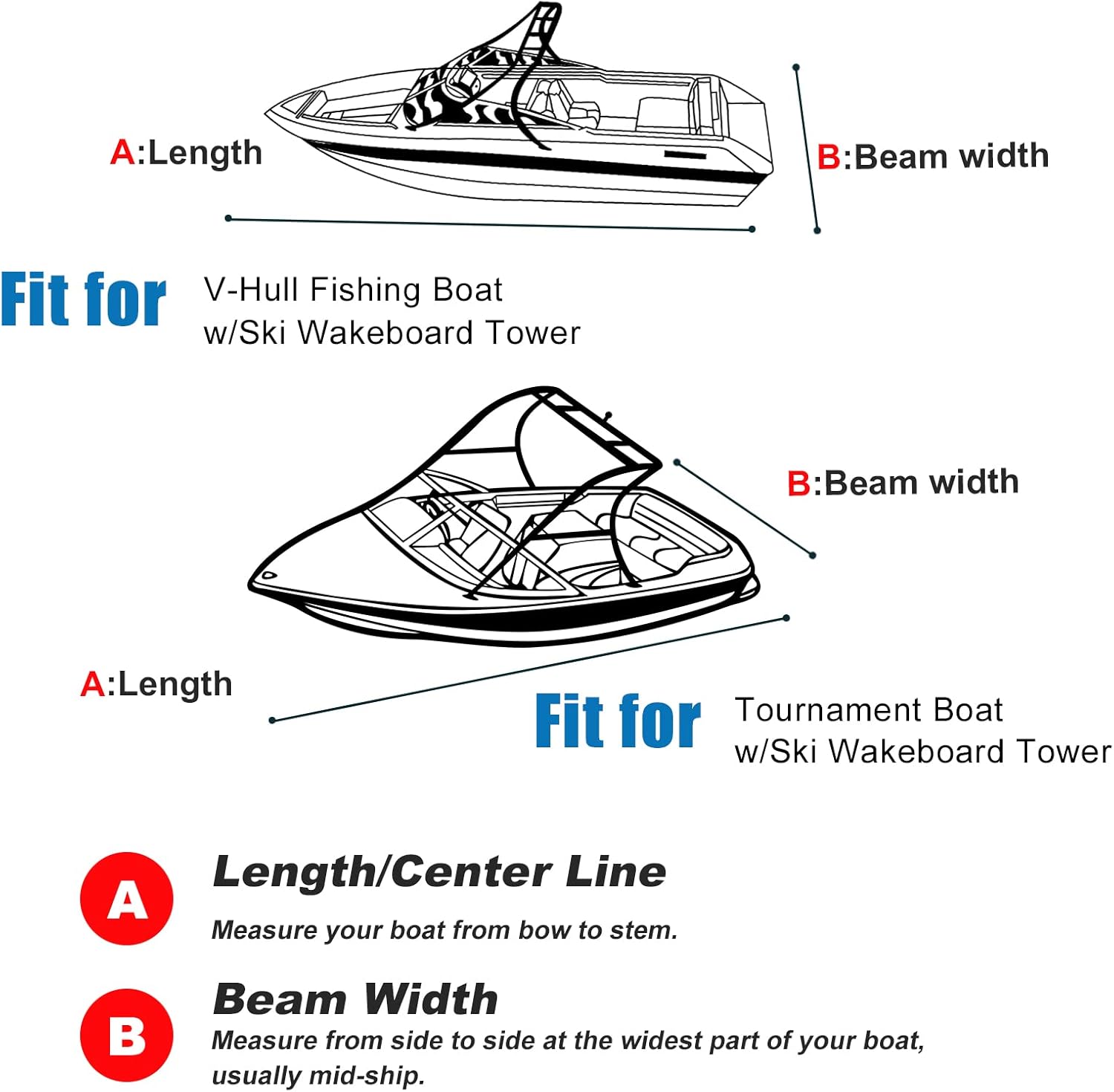 Wakeboard – Cubierta para lancha de torre, resistente 100% impermeable, para torneo de pesca, lancha de torneo de pesca, con cubierta de lancha de