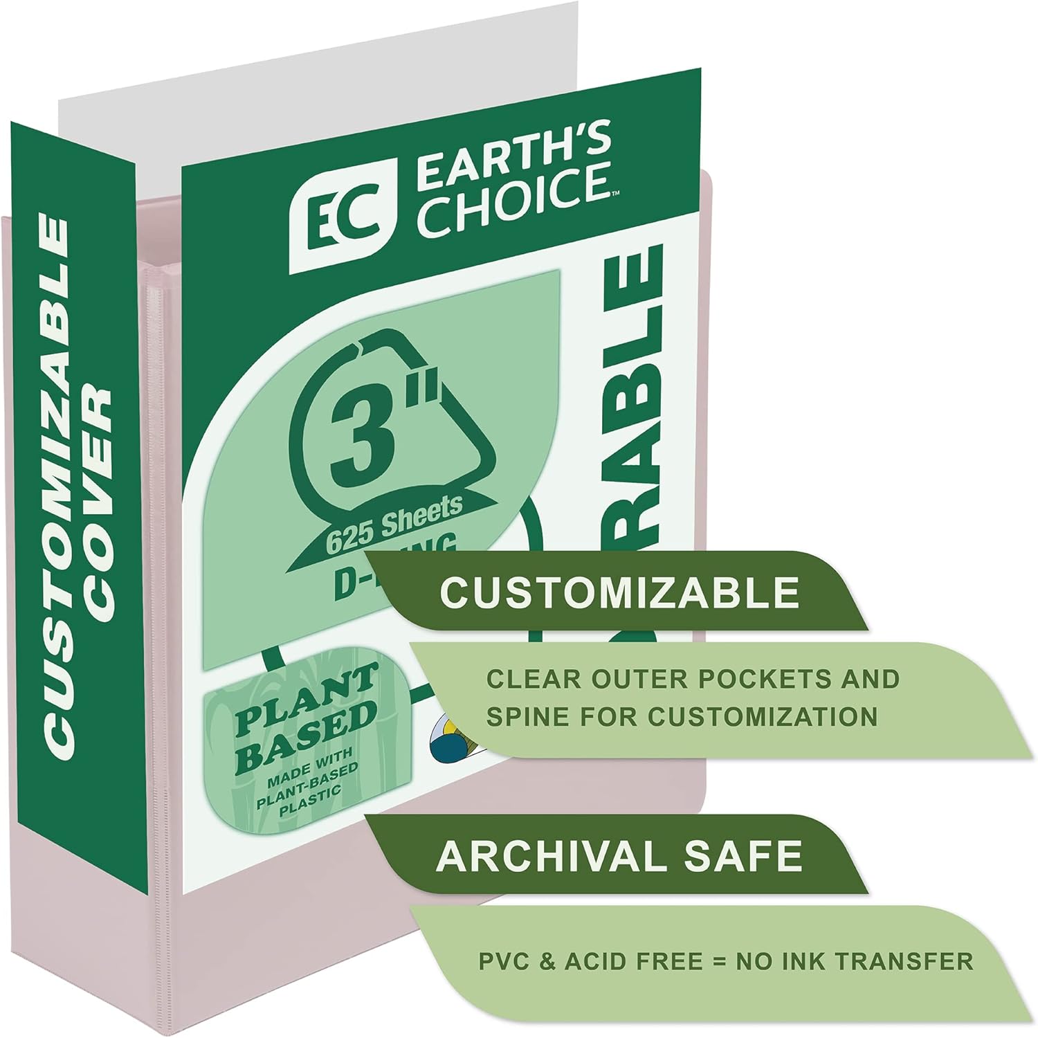 Samsill Earth’s Choice – Paquete con 2 carpetas con anillos en D de 3pulgadas, material con base biológica certificado por el USDA, duraderas,