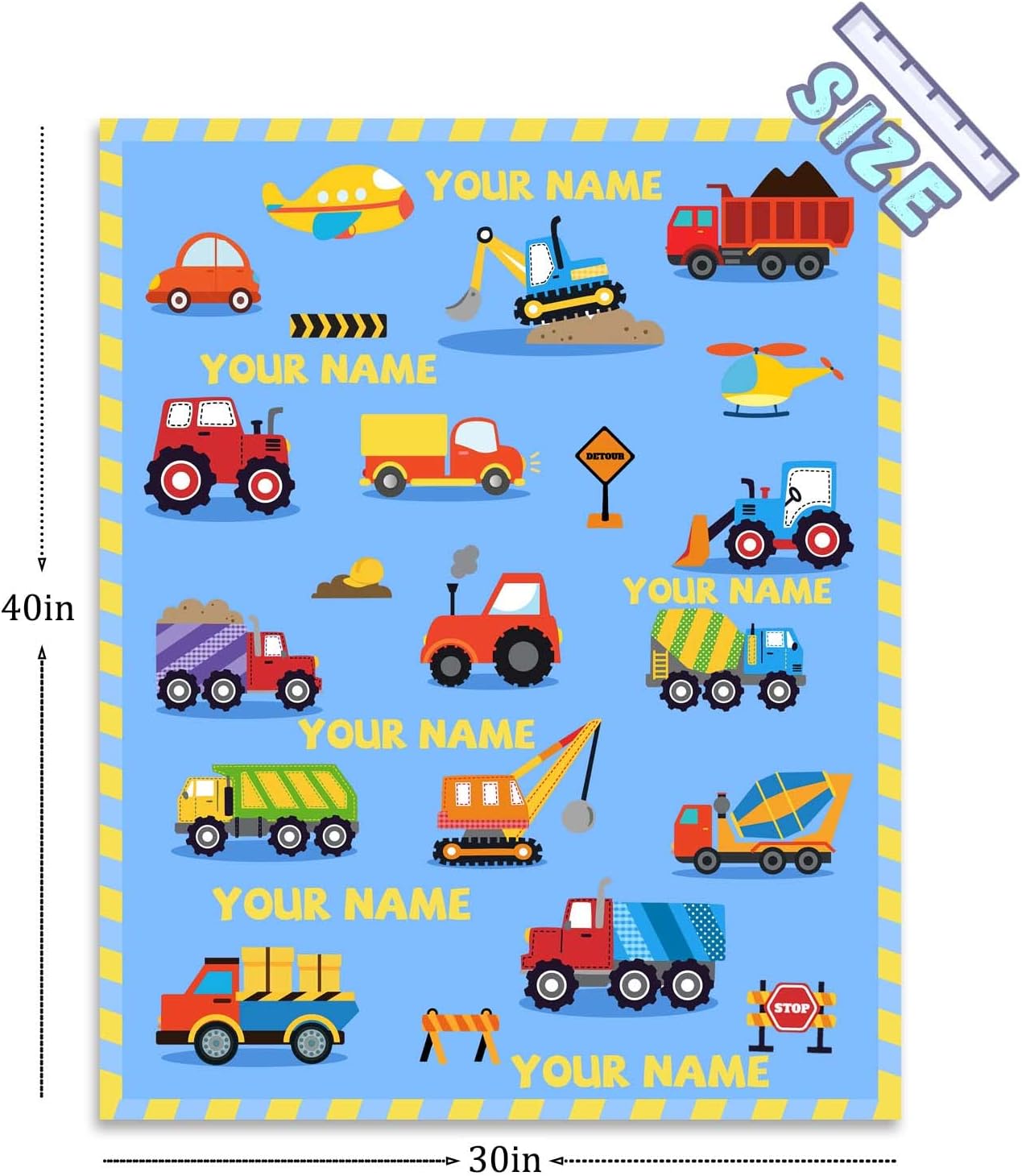 Mantas de bebé personalizadas para niños, 30 x 40 pulgadas, manta de excavadora para bebés, mantas mullidas de felpa para cuna
