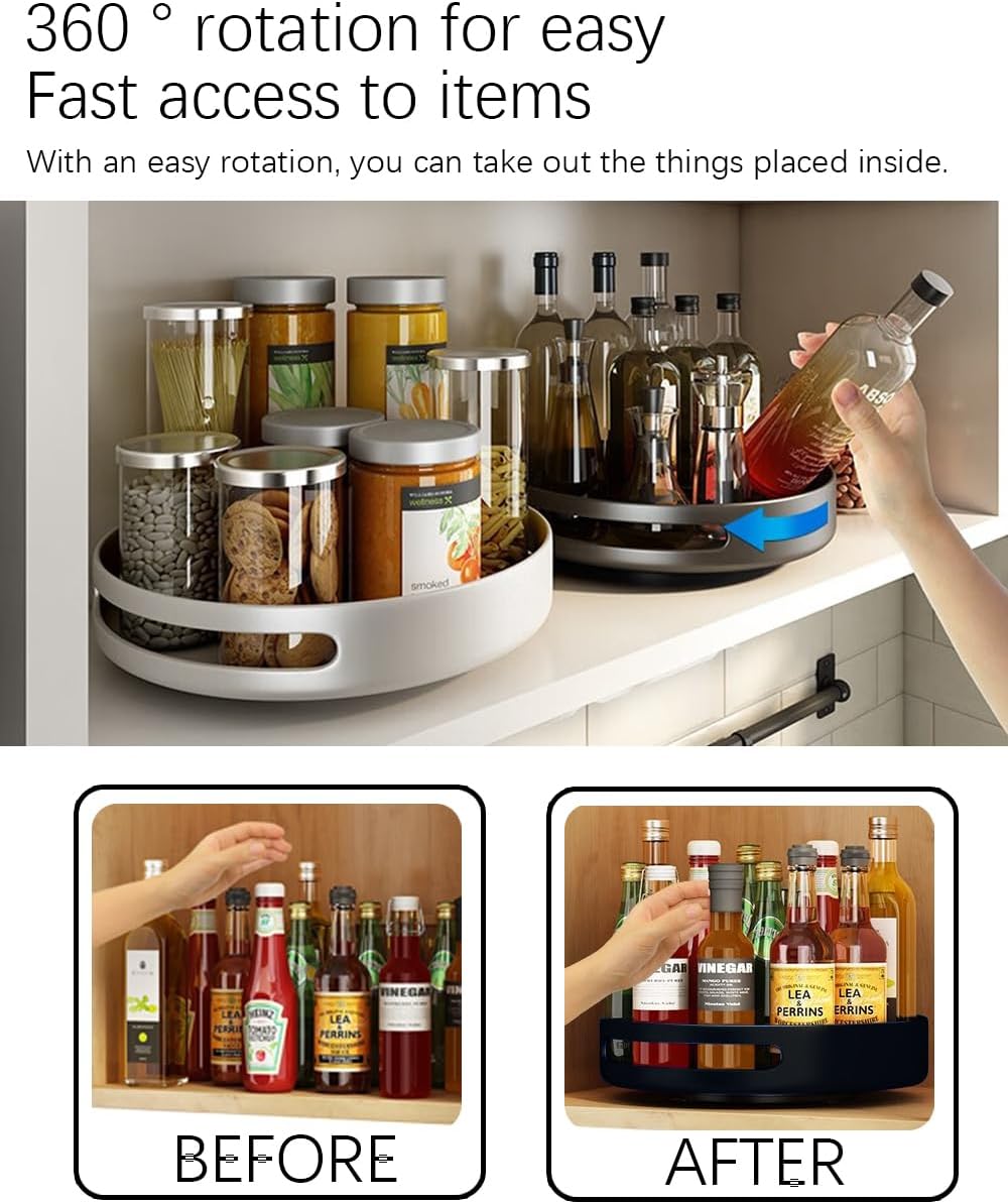 Lazy Susan – Organizador giratorio de metal de acero para especias para armario, despensa, cocina, encimera, refrigerador, armario