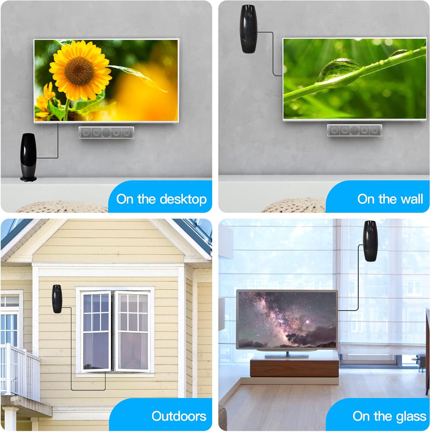 Antena de TV digital para Smart TV – Antena de TV HD amplificada 2024 para exterioresinteriores de largo alcance de más de 480 millas – Soporta
