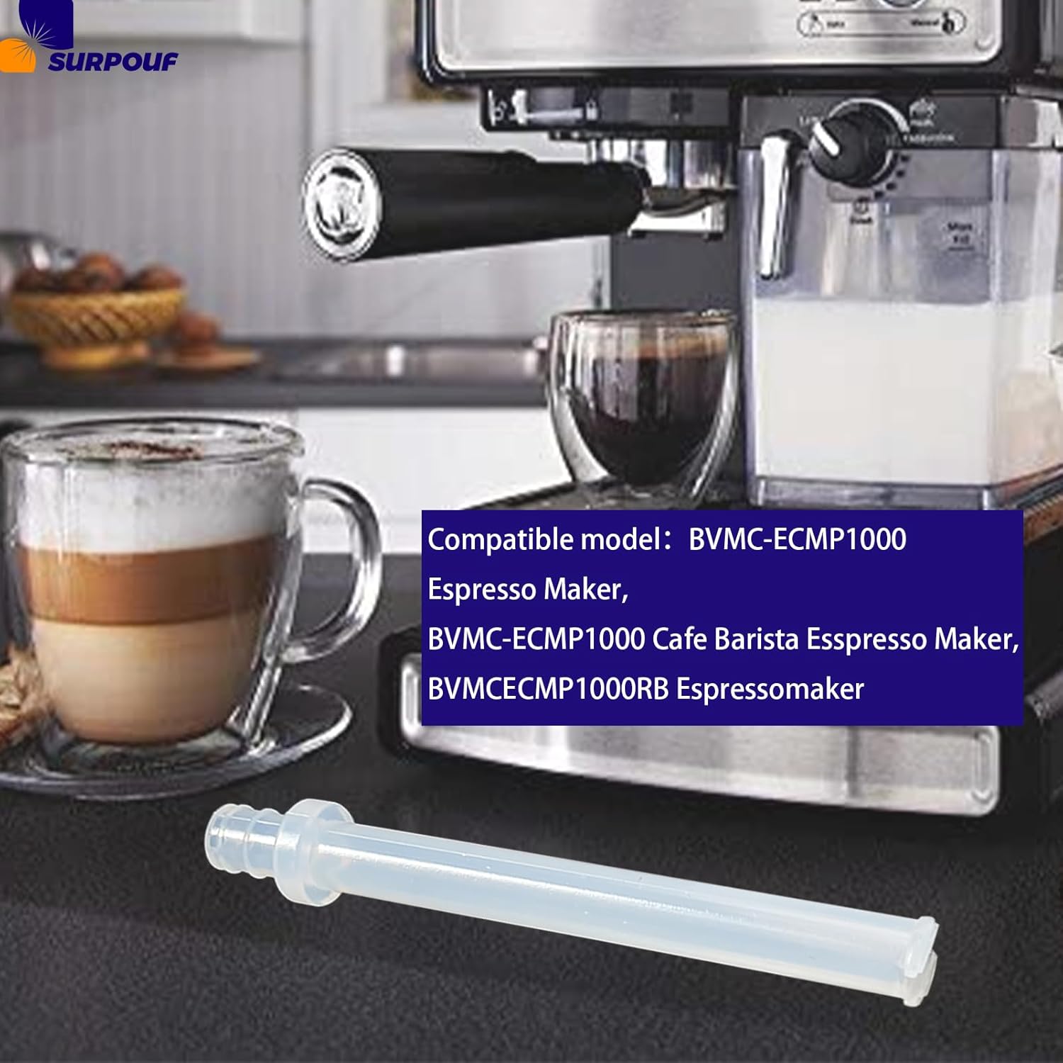 162416-000-000 Tubo de Silicona Compatible con Mr.Coffee BVMC-ECMP1000 Espresso Maker
