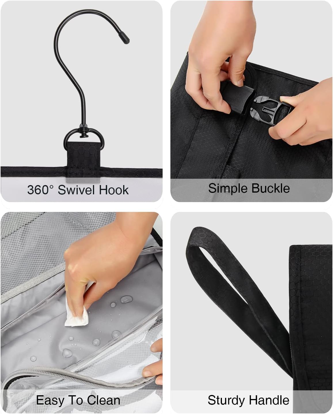 Relavel Neceser colgante para hombres y mujeres para viajar, 02-Negro, Neceser colgante