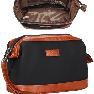 Relavel Bolsa de maquillaje pequeña de viaje para mujeres, bolsa de brochas de maquillaje, portátil, de 2 capas, gran capacidad, organizador de Relavel Bolsa de maquillaje pequeña de viaje para mujeres, bolsa de brochas de maquillaje, portátil, de 2 capas, gran capacidad, organizador de