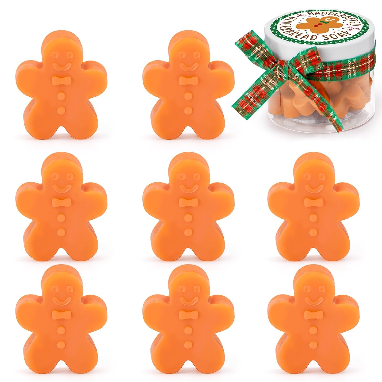 Distaratie Jabones de Navidad de hombre de jengibre, mini jabón, regalos de Navidad, barra de jabón hecha a mano a granel, juego de regalo para