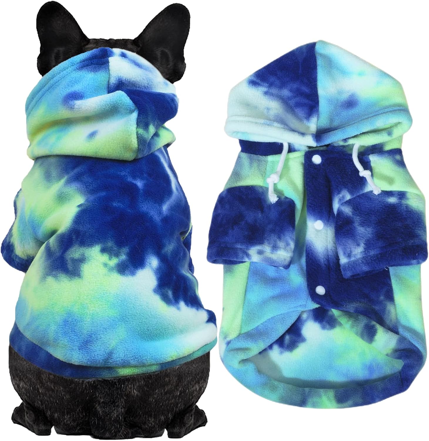 Mklhgty Ropa de perro con capucha de teñido anudado, abrigo de invierno para mascotas, sudaderas para cachorros para perros pequeños, niños y niñas