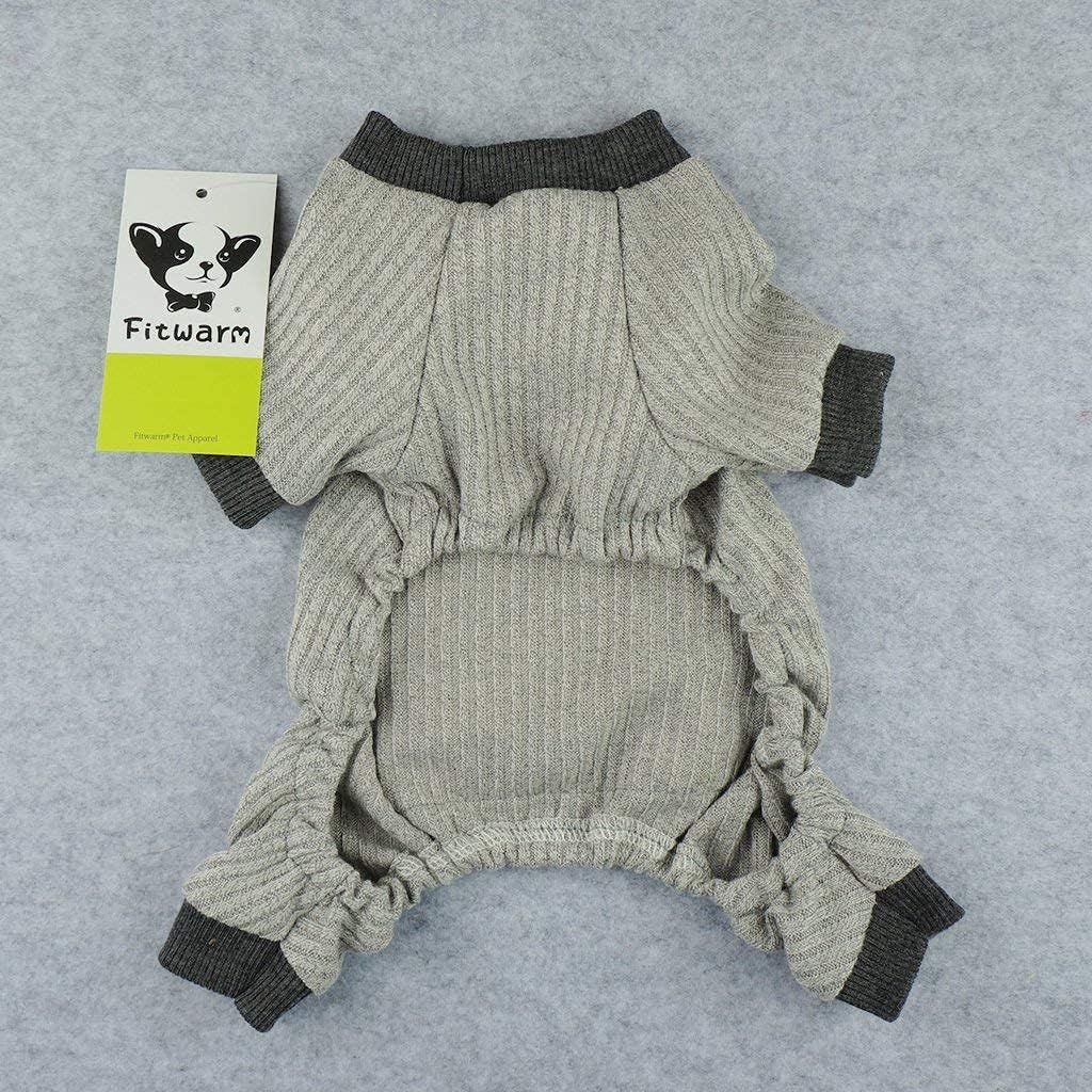 Fitwarm Ropa ligera de punto para mascotas, pijama para perro, pijama gris, L, gris