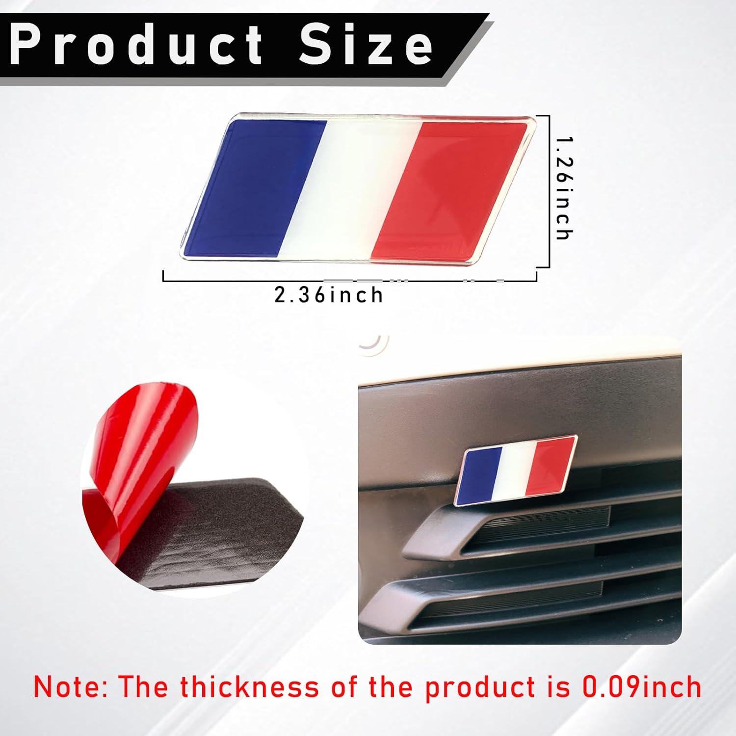 Emblema de bandera de Francia 3D con soporte de montaje en forma de L, emblema de insignia de guardabarros delantero automático, decoración de