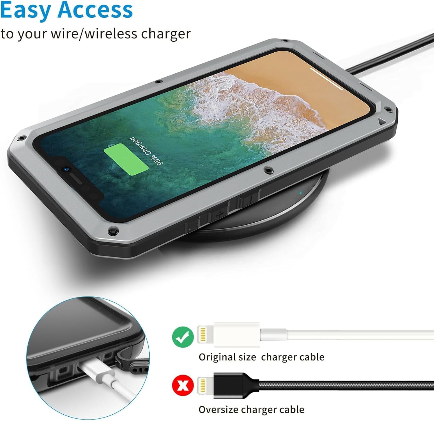 Marrkey Compatible con iPhone 15 Pro Max, funda protectora de cuerpo completo 360, resistente a los golpes Armadura resistente Funda de metal de