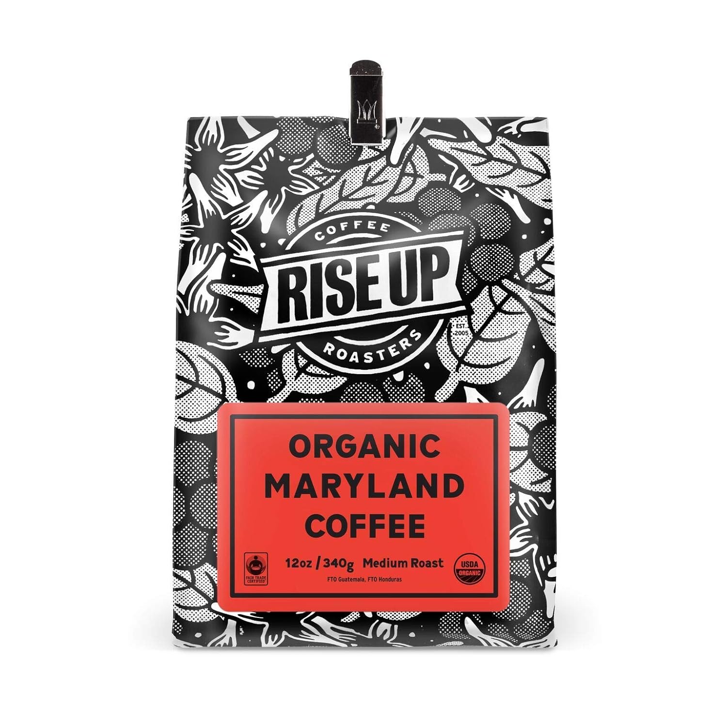 Mezcla orgánica de Maryland, café orgánico certificado de comercio justo, 12 onzas, grano entero (Organic Maryland)