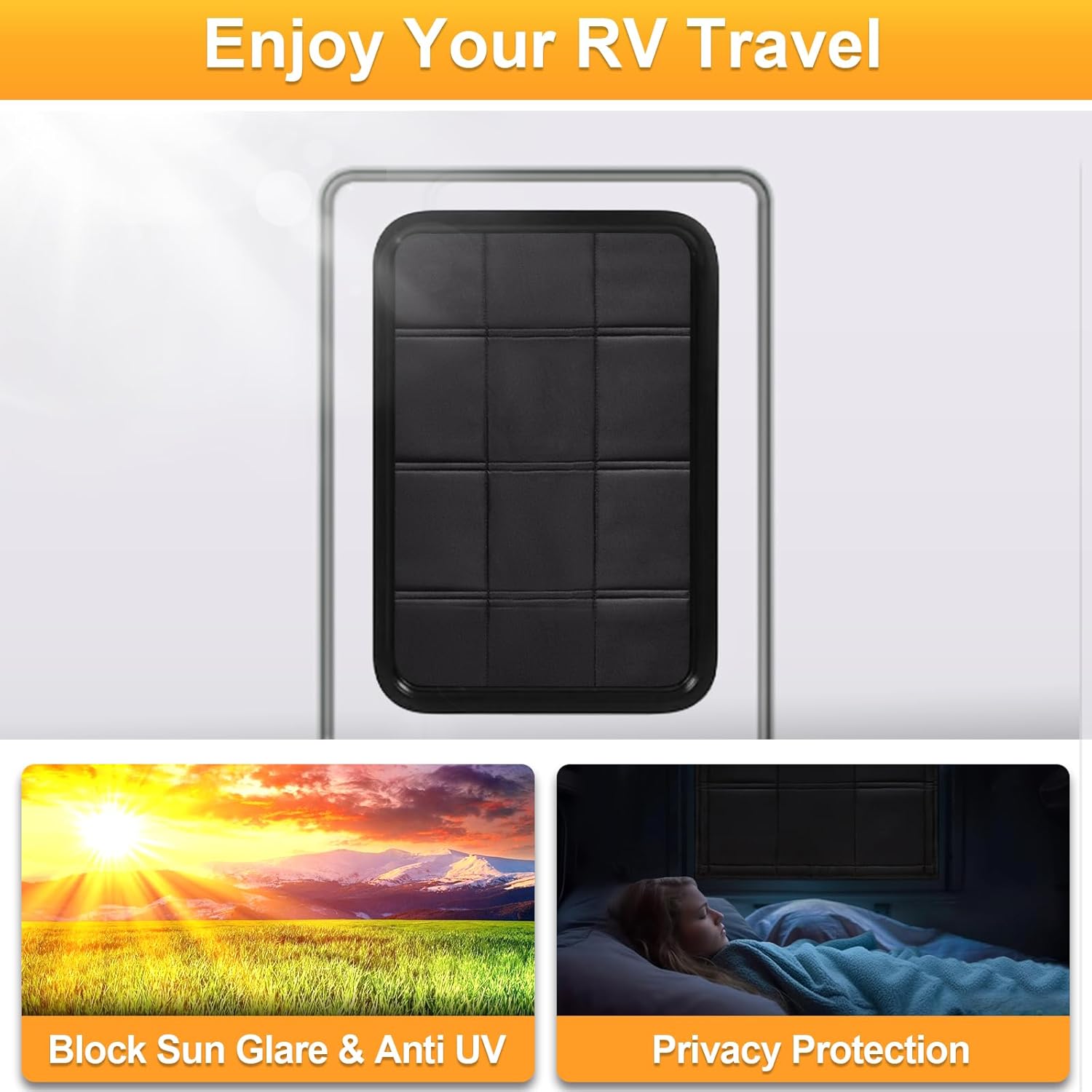 Spurtar Persiana magnética opaca para ventana de puerta de autocaravana, 25 x 16 pulgadas, accesorios de RV para interior, cubierta opaca para